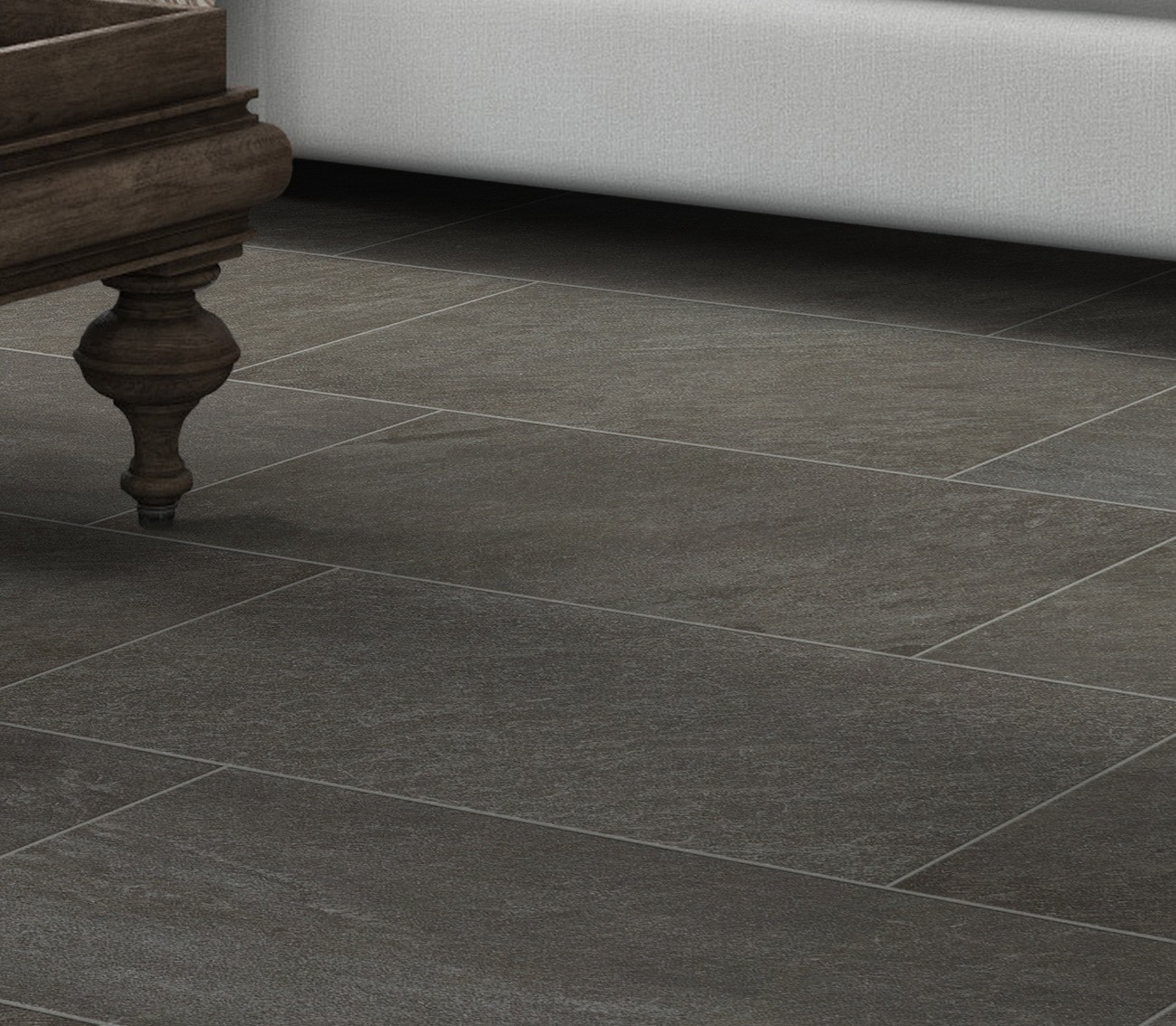 slide 5 of 6, allen + roth Galvano Charcoal 3-in x 12-in Glazed Porcelain Granite Bullnose Tile, 1 ct