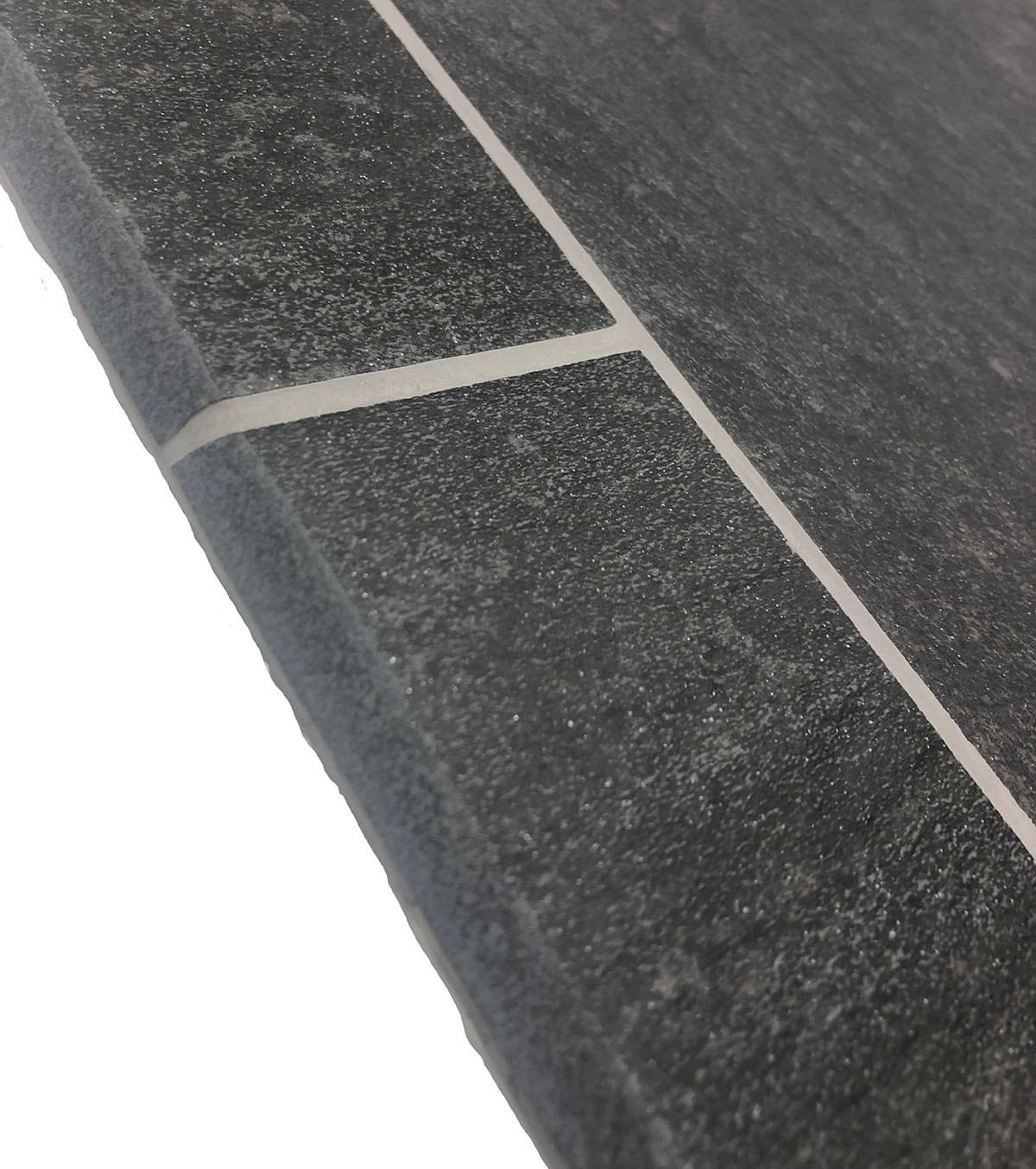 slide 6 of 6, allen + roth Galvano Charcoal 3-in x 12-in Glazed Porcelain Granite Bullnose Tile, 1 ct