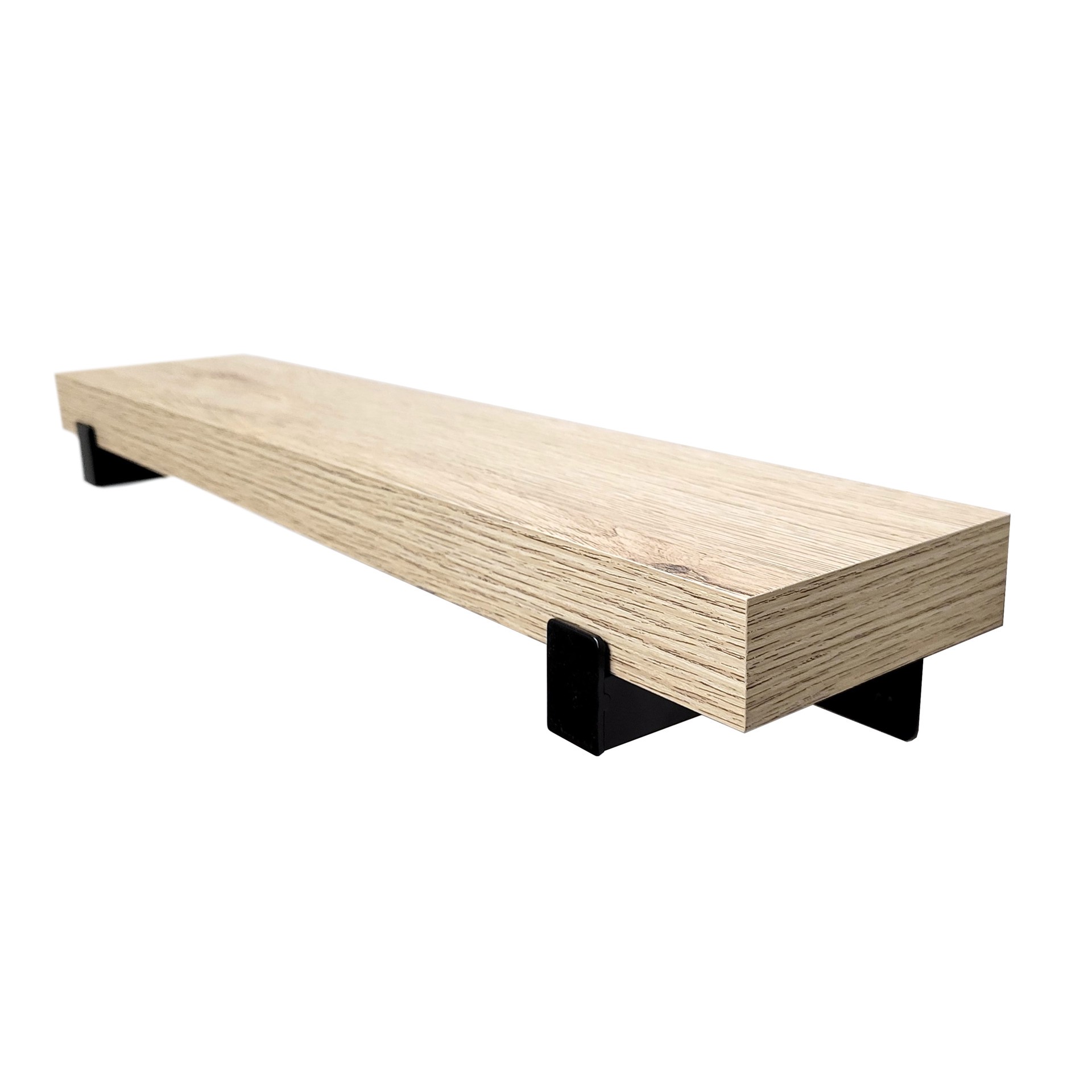 slide 2 of 6, allen + roth 4.75-in D x 23.6-in L Natural Oak MDF Rectangular Bracket shelf, 1 ct