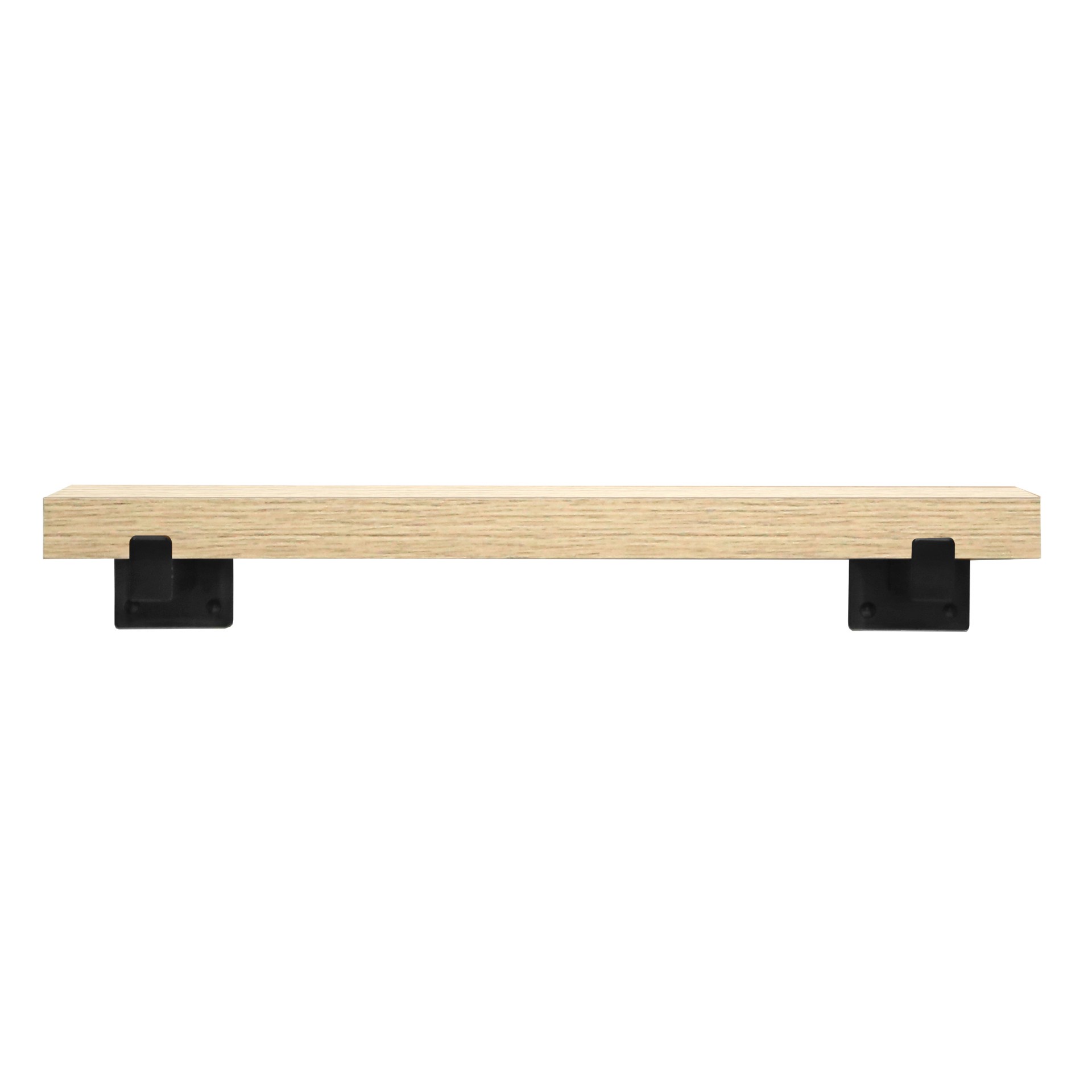 slide 3 of 6, allen + roth 4.75-in D x 23.6-in L Natural Oak MDF Rectangular Bracket shelf, 1 ct