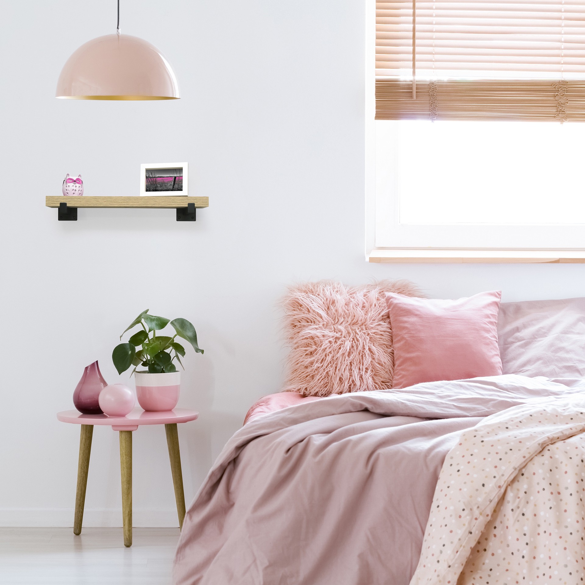 slide 4 of 6, allen + roth 4.75-in D x 23.6-in L Natural Oak MDF Rectangular Bracket shelf, 1 ct