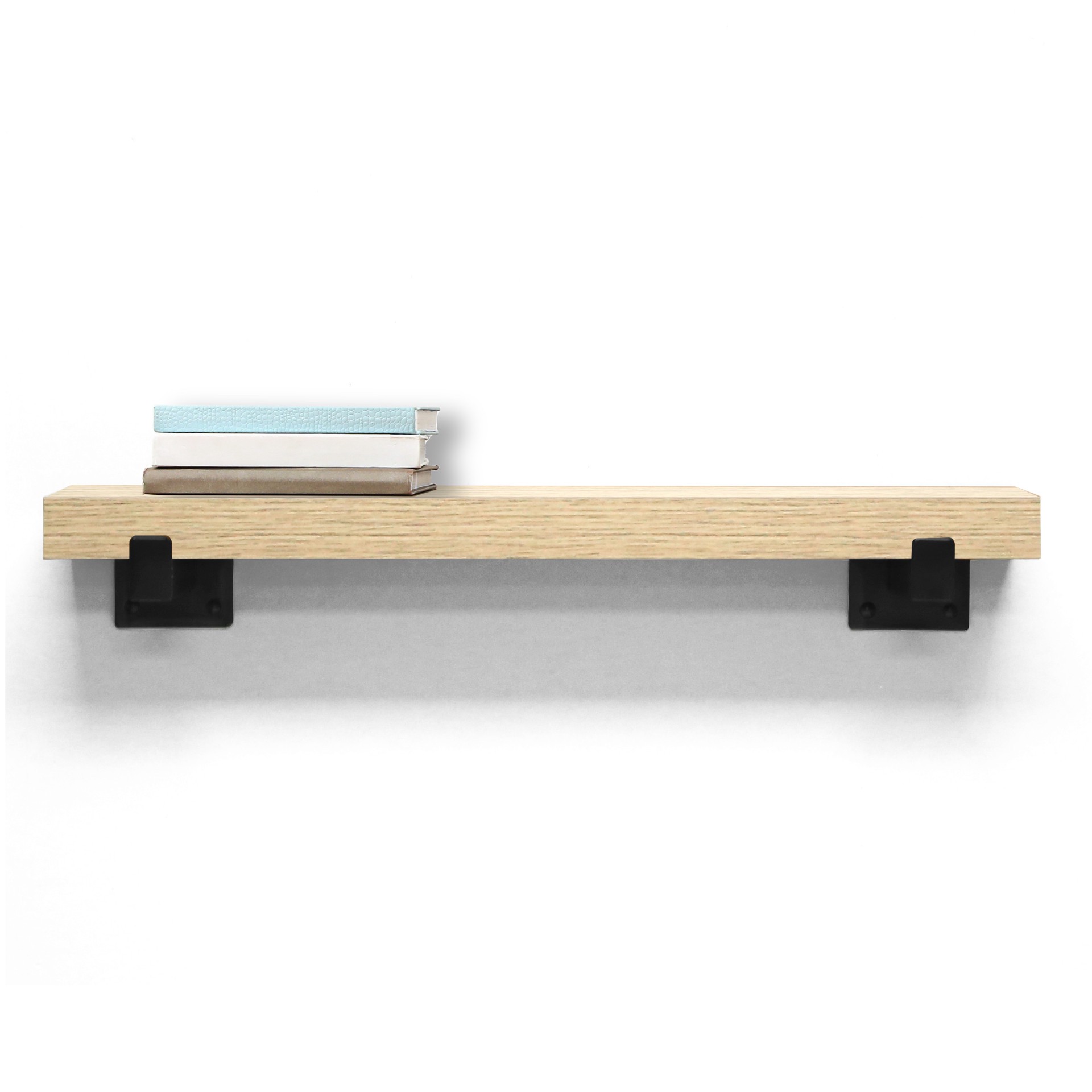 slide 1 of 6, allen + roth 4.75-in D x 23.6-in L Natural Oak MDF Rectangular Bracket shelf, 1 ct
