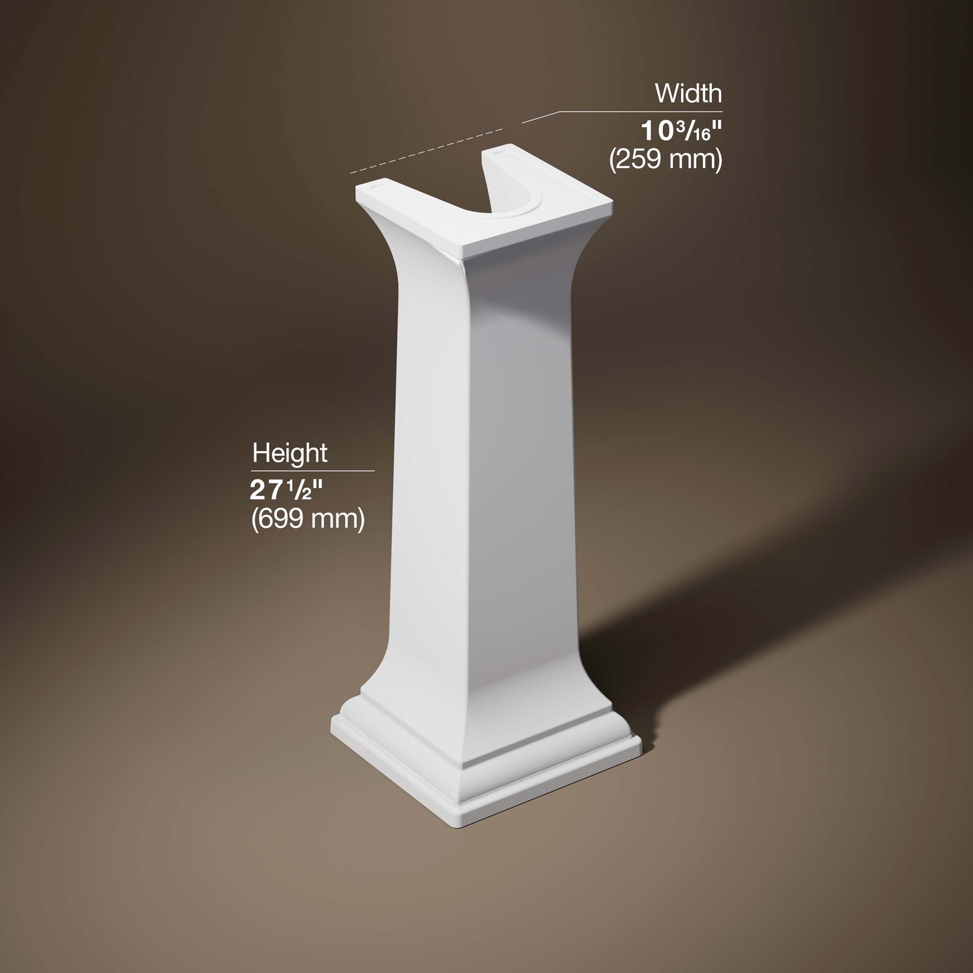 slide 3 of 6, KOHLER Memoirs Fireclay Traditional White Pedestal Sink Base ( 11.06-in x 10.19-in x 27.5-in, 1 ct
