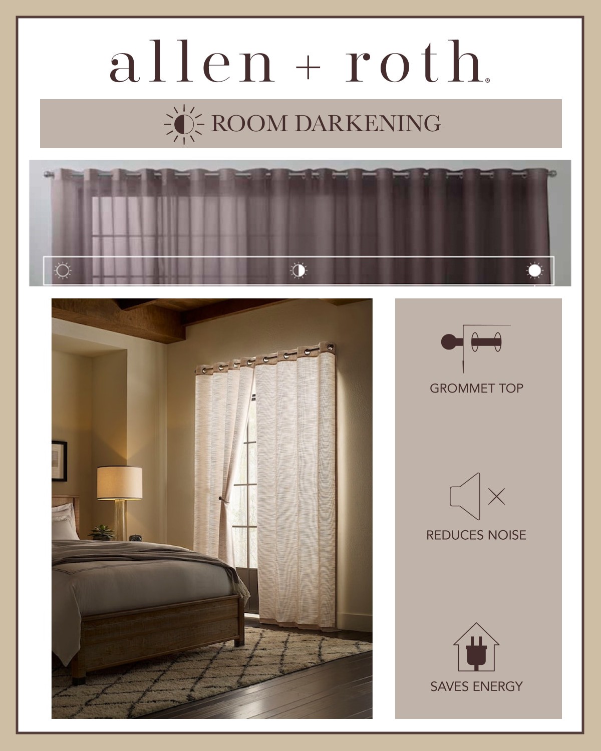 slide 2 of 5, allen + roth 84-in Snow Room darkening Grommet Single curtain panel, 1 ct