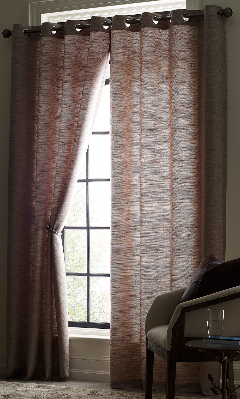 slide 1 of 5, allen + roth 84-in Taupe Room darkening Grommet Single curtain panel, 1 ct