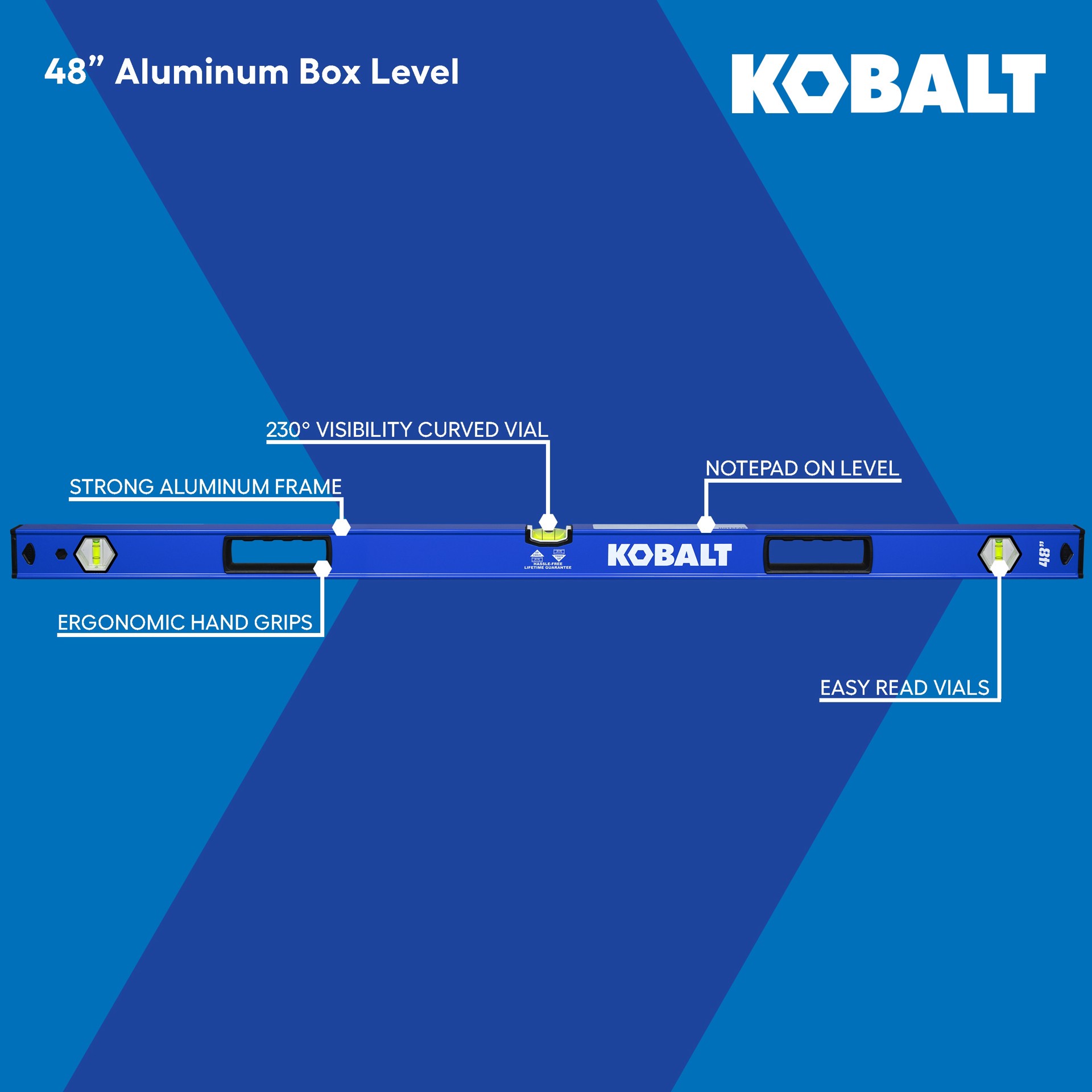 slide 4 of 4, Kobalt Aluminum 48-in 2 Vial Box beam level, 1 ct
