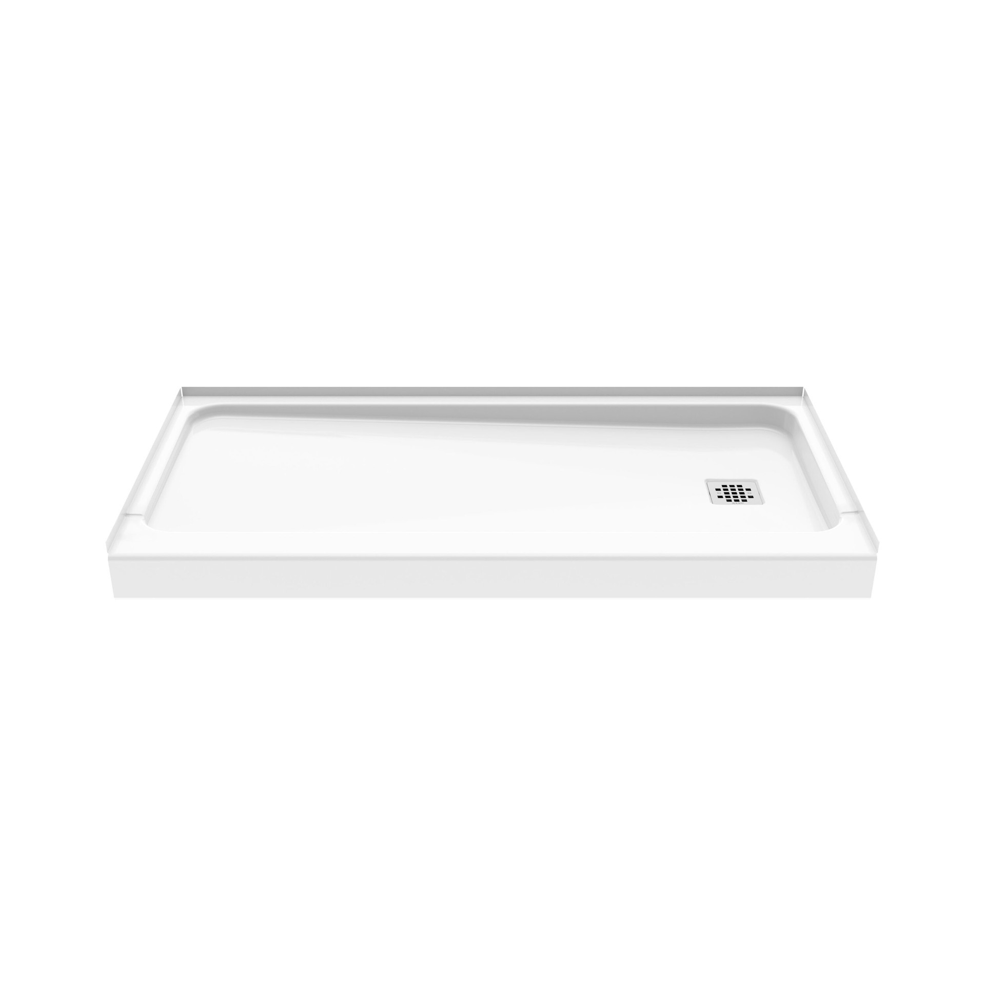 slide 6 of 6, MAAX Pro Steel 30-in W x 60-in L Right White Single Threshold Rectangle Shower Pan Base with 4-in H Threshold, 1 ct
