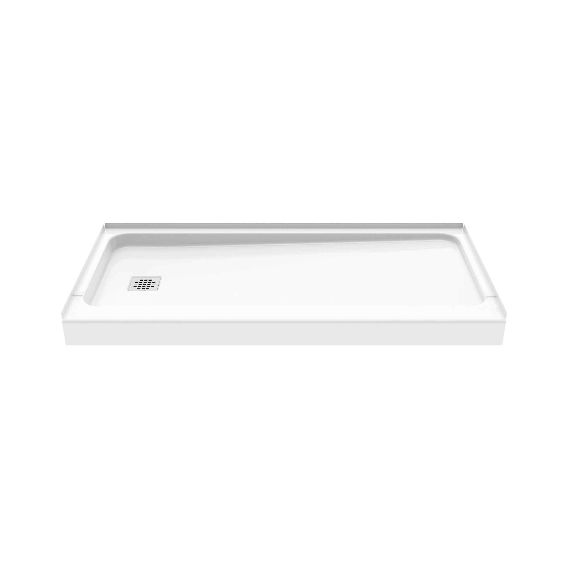 slide 6 of 6, MAAX Pro 32-in W x 60-in L Left White Single Threshold Rectangle Shower Pan Base with 4-in H Threshold, 1 ct