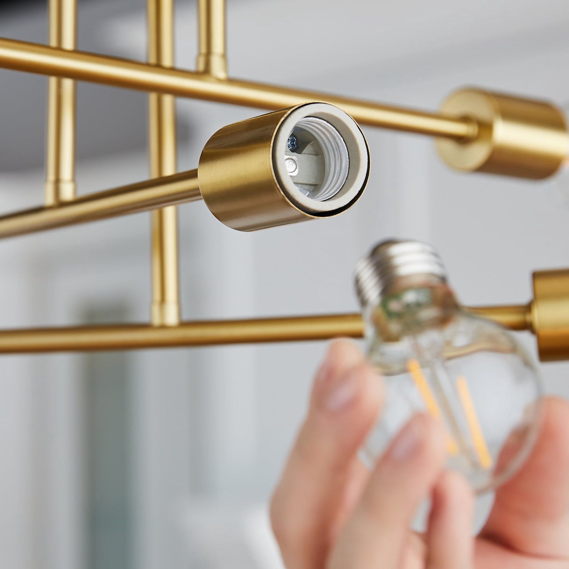 slide 6 of 6, Origin 21 Shaye 6 -Light 17-in Brushed Gold Semi Flush Mount Light, 1 ct