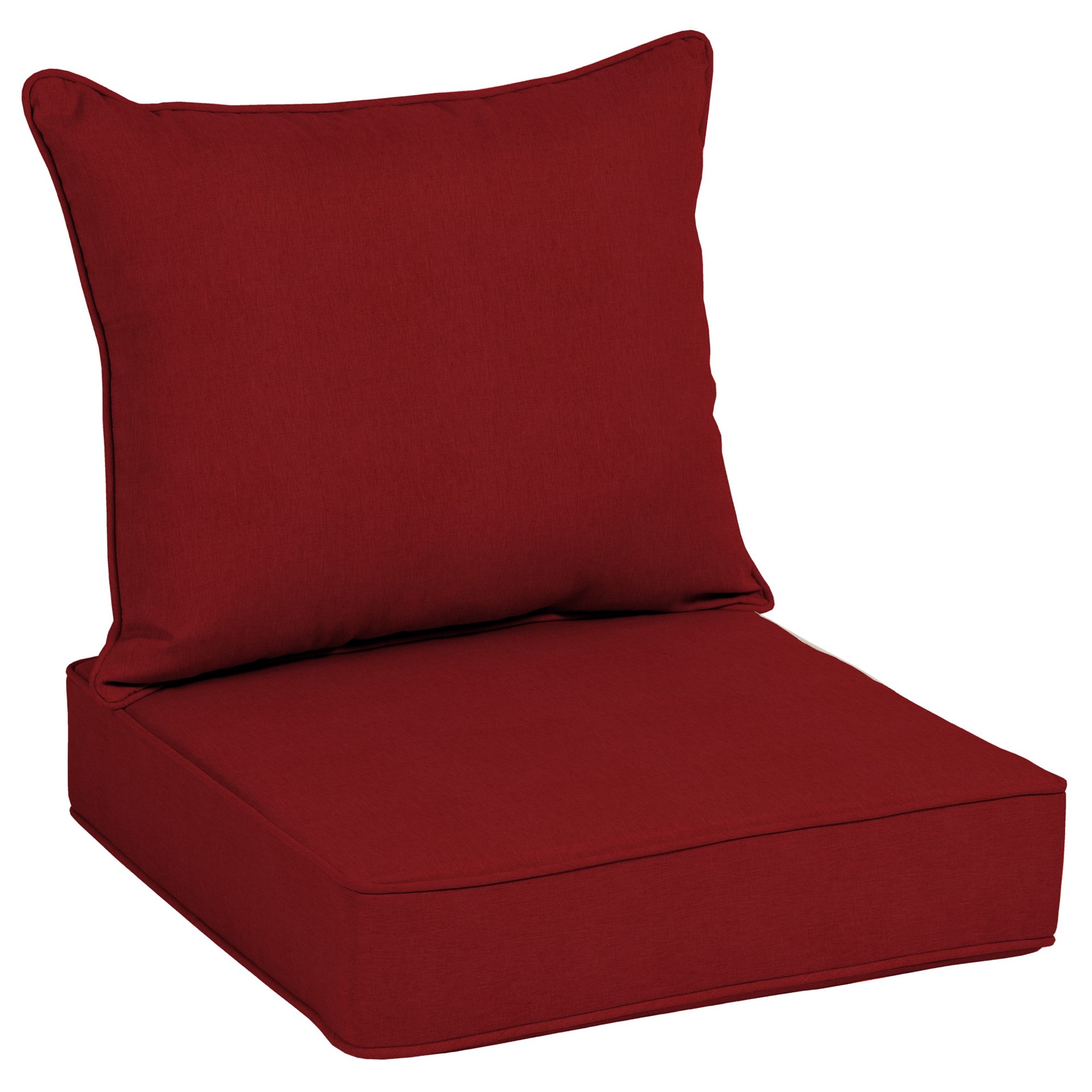 slide 1 of 6, allen + roth 25-in x 25-in 2 -Piece Red Solid Deep seat patio chair cushion, 1 ct