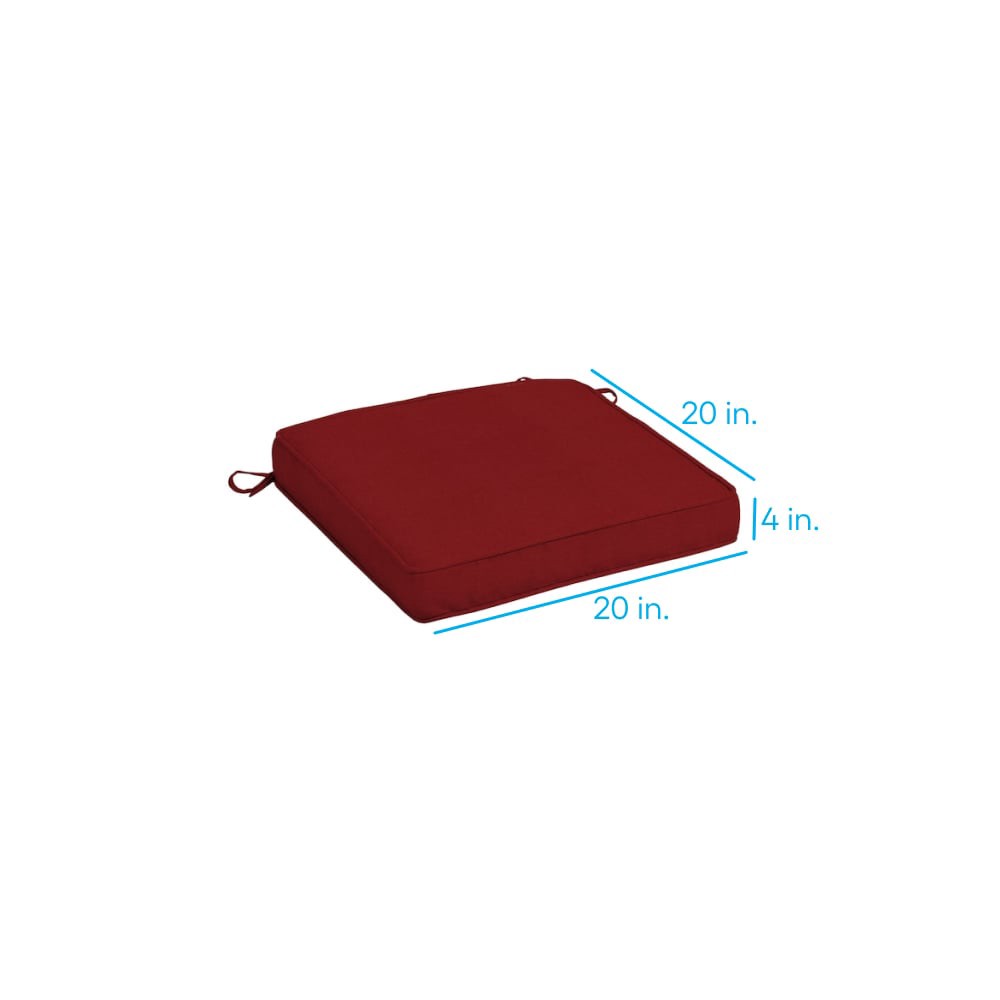 slide 3 of 6, allen + roth 20-in x 20-in Red Solid Patio chair cushion, 1 ct