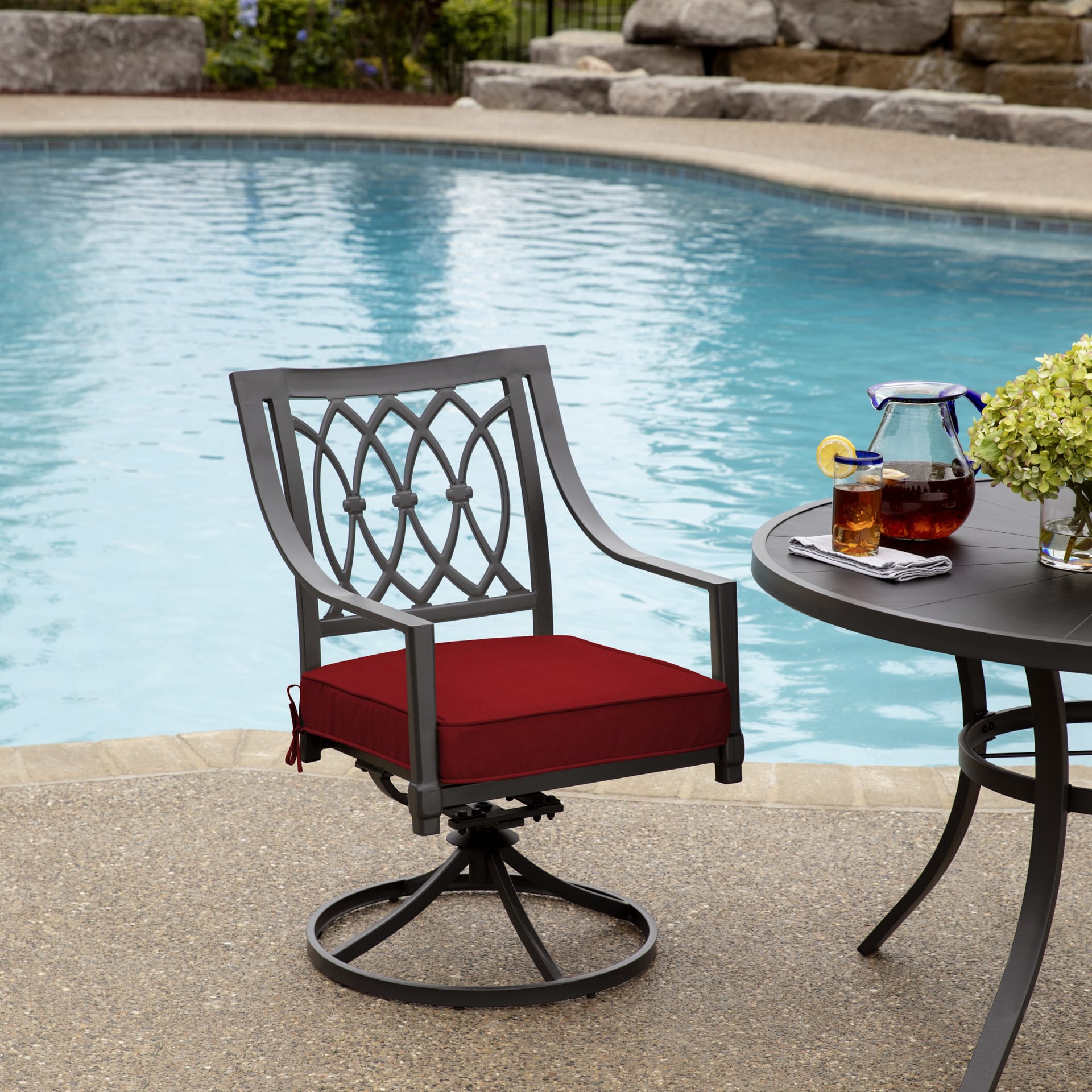 slide 6 of 6, allen + roth 20-in x 20-in Red Solid Patio chair cushion, 1 ct