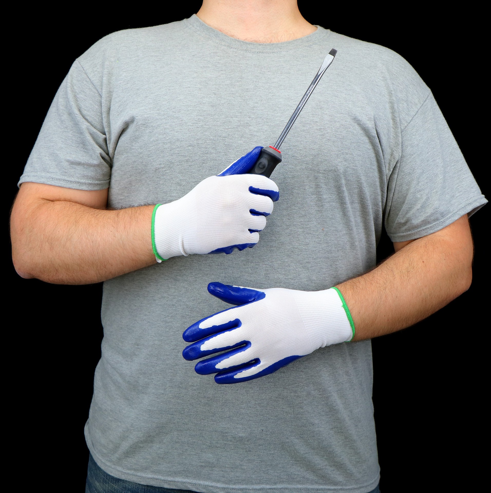 slide 4 of 4, Project Source Large Blue Nitrile dipped Polyester Construction Gloves 15 -Pairs, 1 ct
