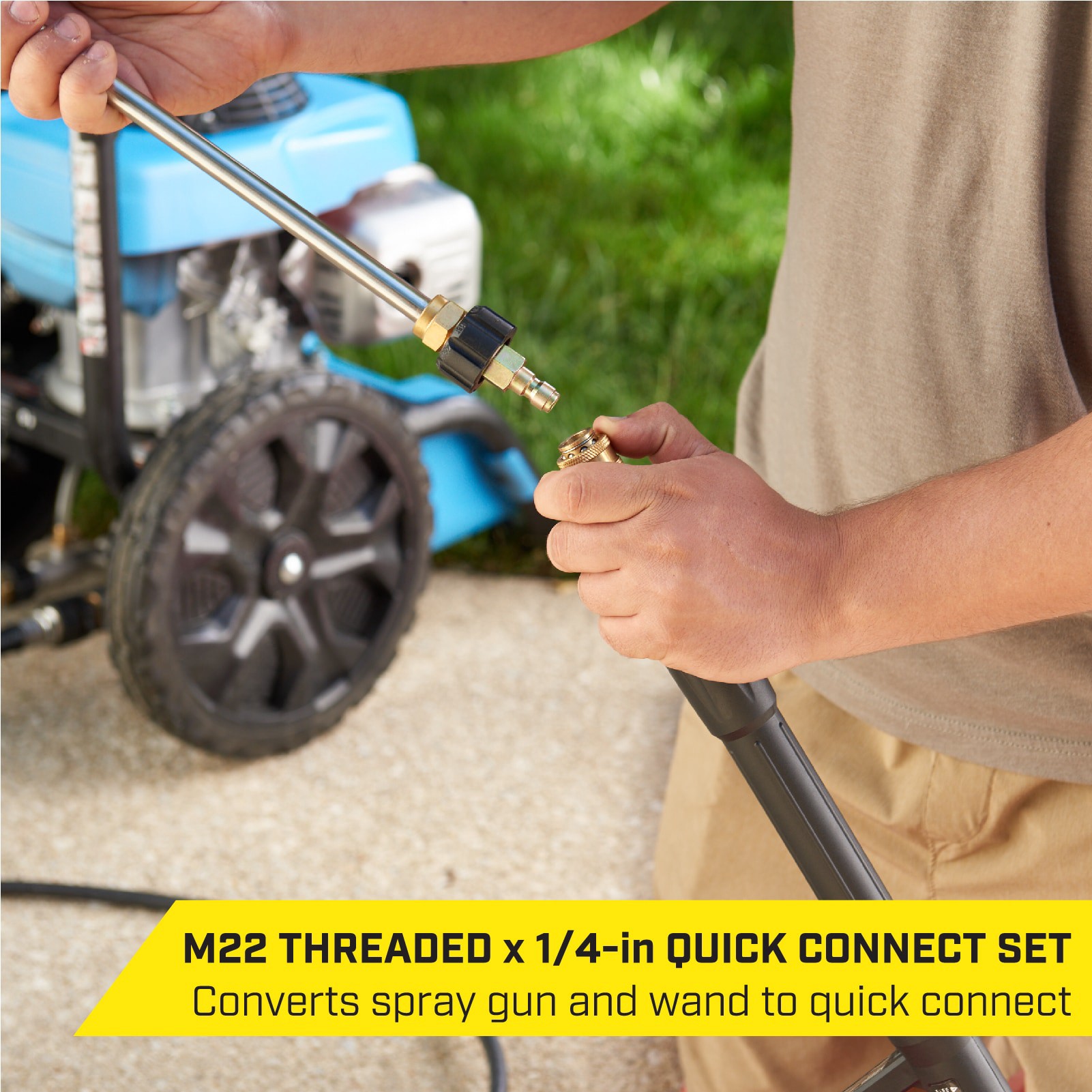 slide 3 of 6, SurfaceMaxx up to 4500 PSI M22 (14-mm) female to 1/4-in Brass Gas and Electric Pressure Washers Quick Connect Set, 1 ct