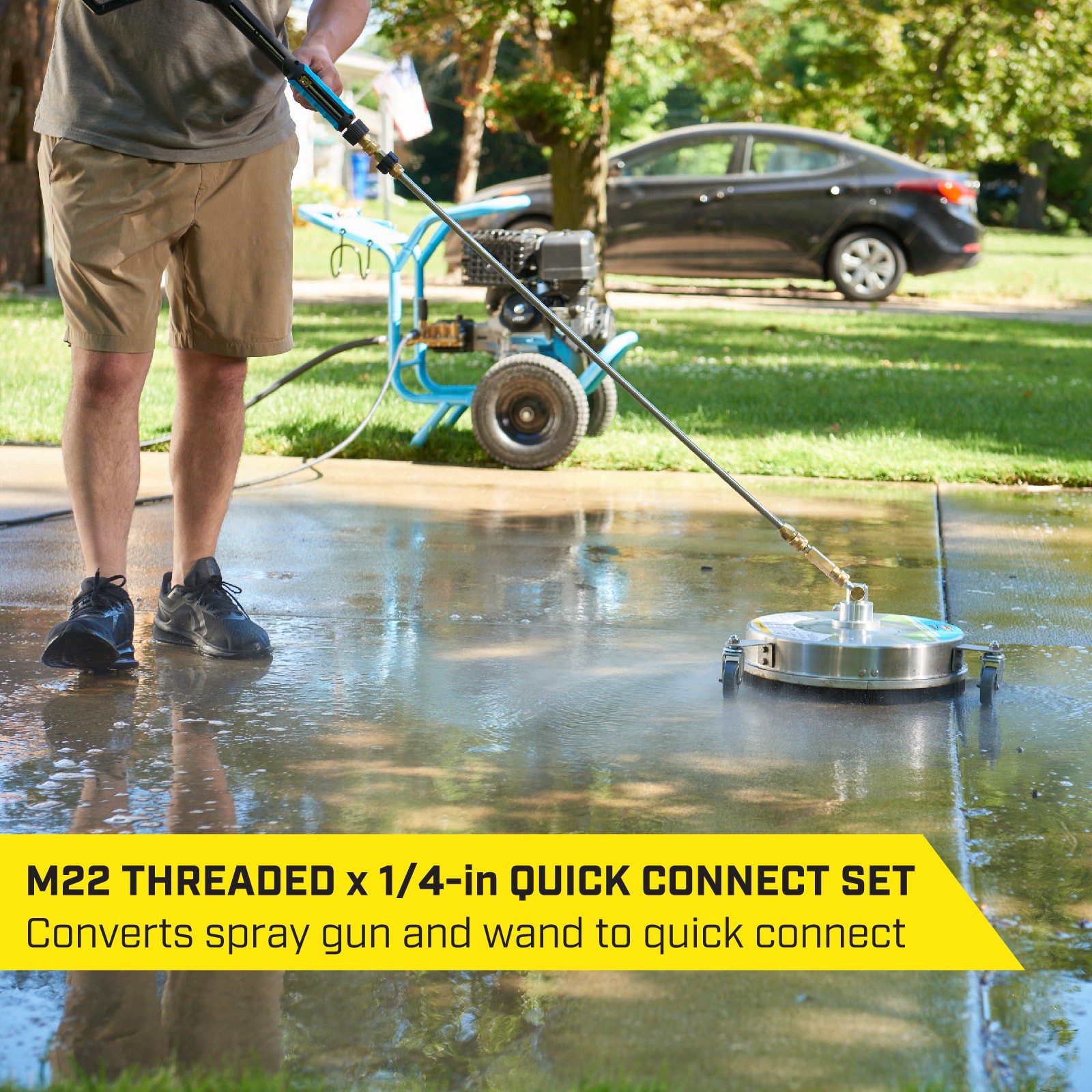 slide 4 of 6, SurfaceMaxx up to 4500 PSI M22 (14-mm) female to 1/4-in Brass Gas and Electric Pressure Washers Quick Connect Set, 1 ct