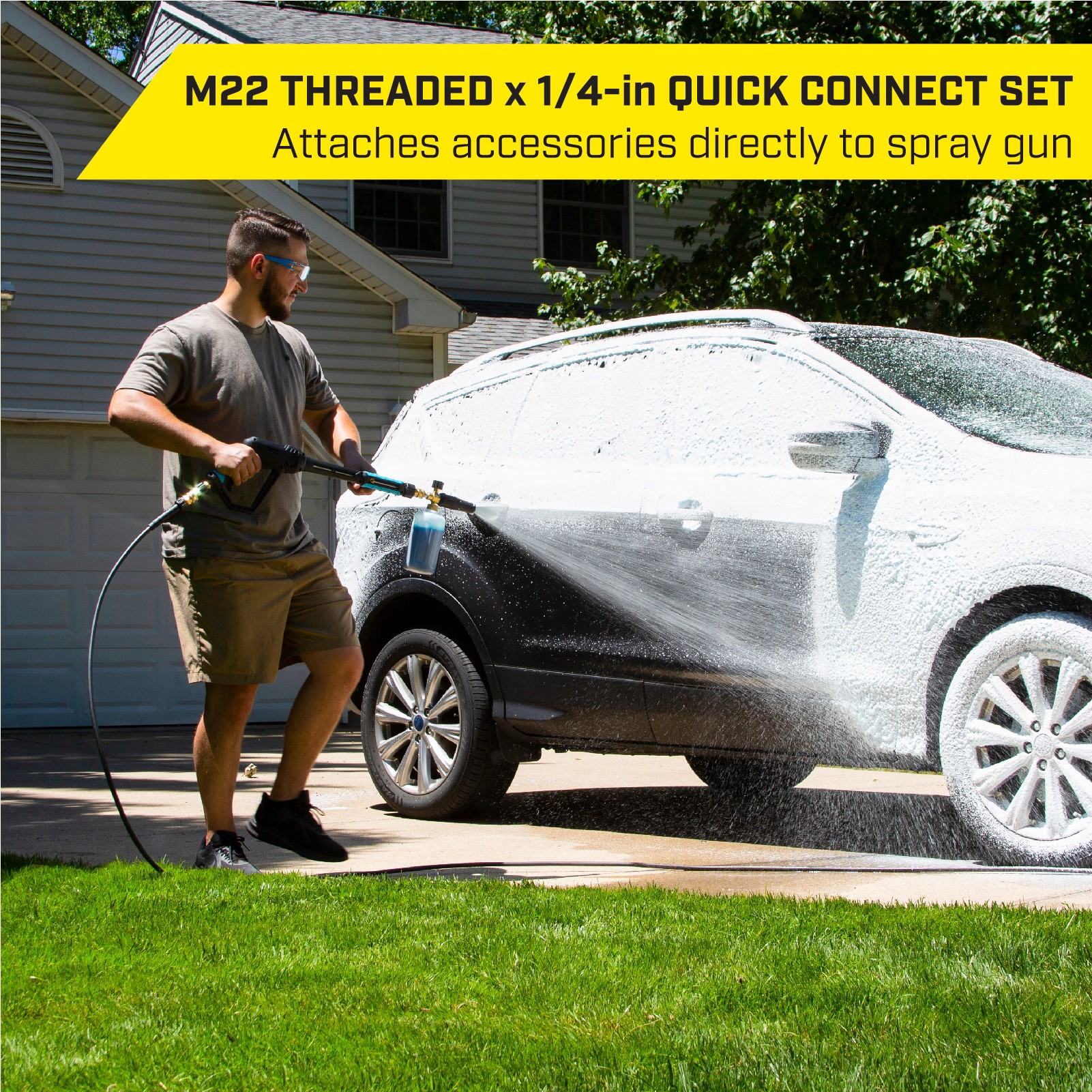 slide 5 of 6, SurfaceMaxx up to 4500 PSI M22 (14-mm) female to 1/4-in Brass Gas and Electric Pressure Washers Quick Connect Set, 1 ct