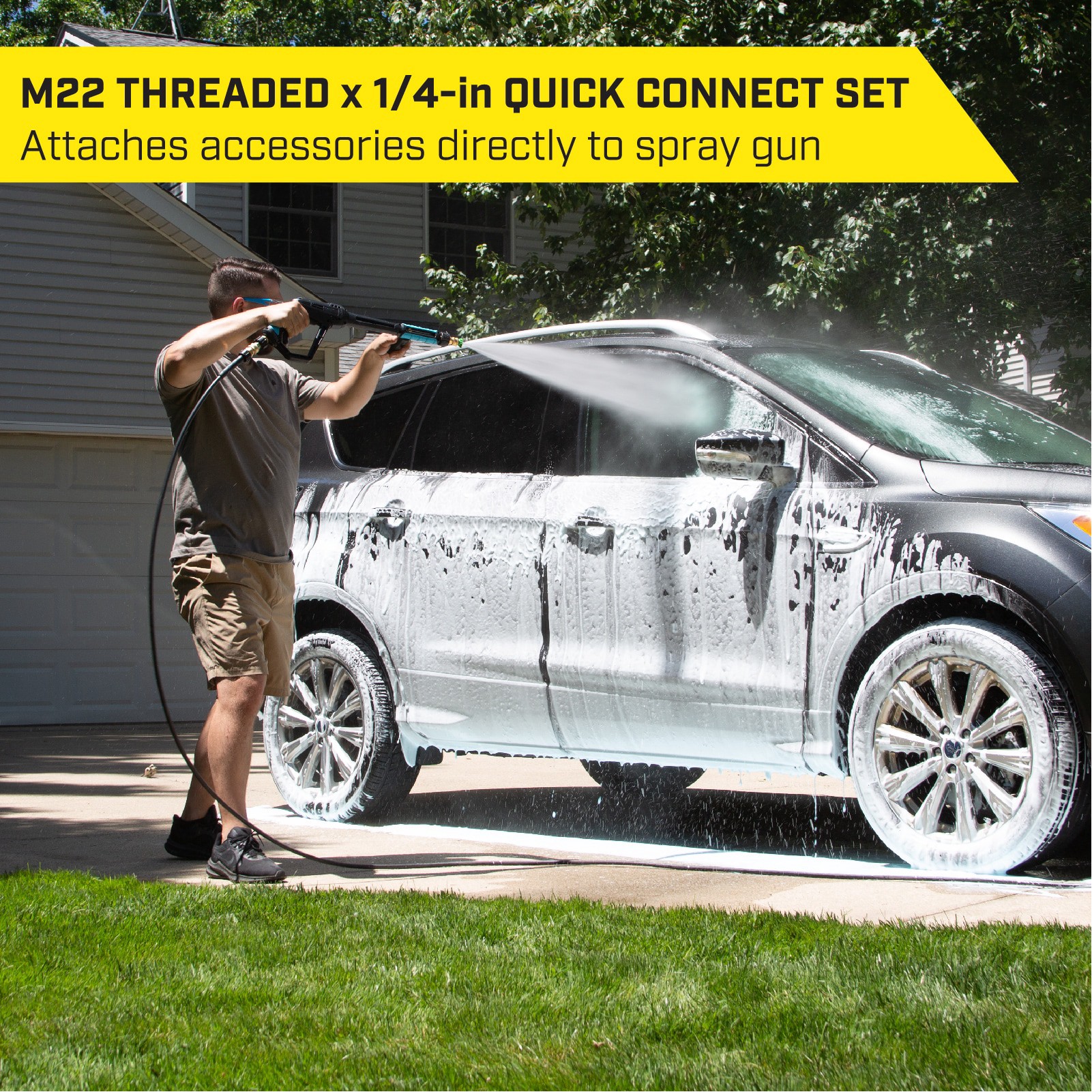 slide 6 of 6, SurfaceMaxx up to 4500 PSI M22 (14-mm) female to 1/4-in Brass Gas and Electric Pressure Washers Quick Connect Set, 1 ct