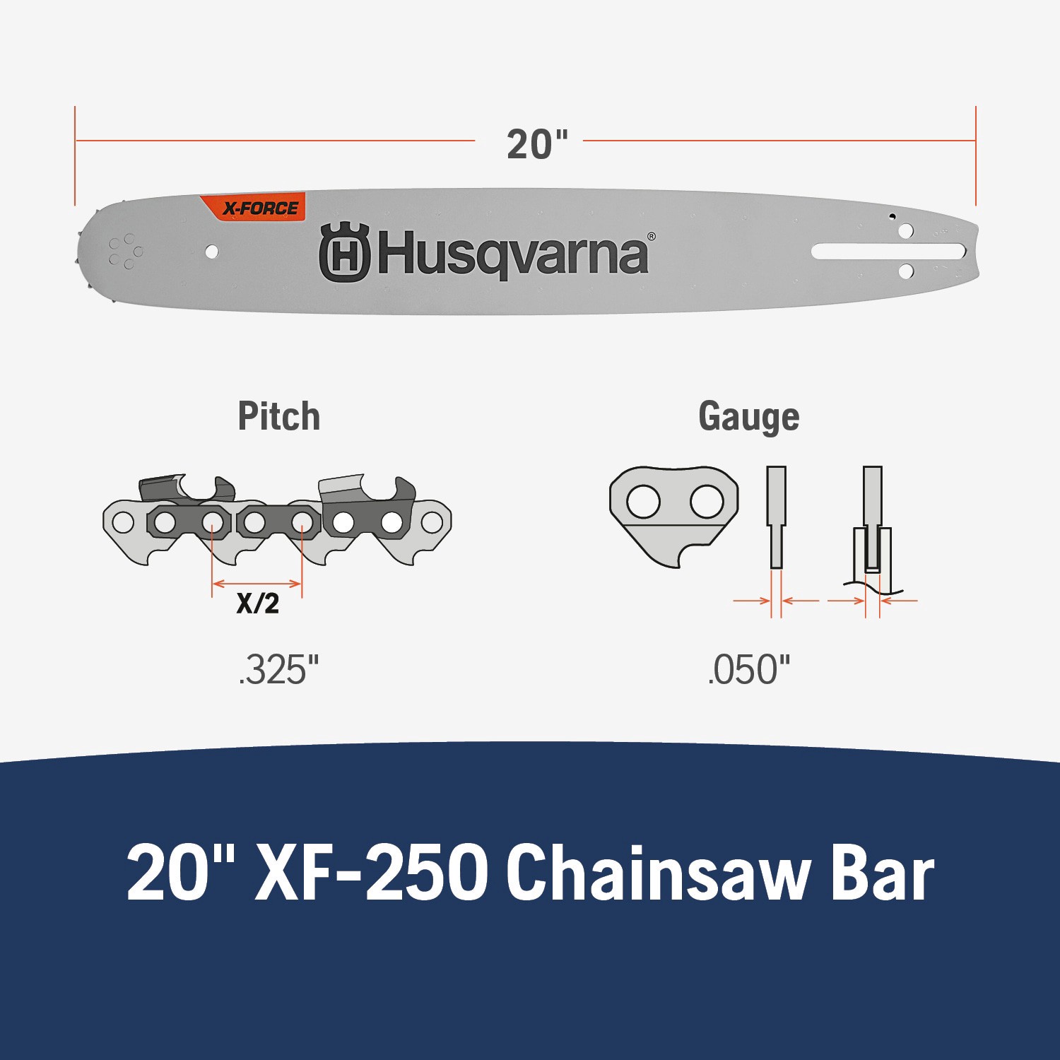 slide 2 of 5, Husqvarna X-Force 20-in Chainsaw Bar, 1 ct