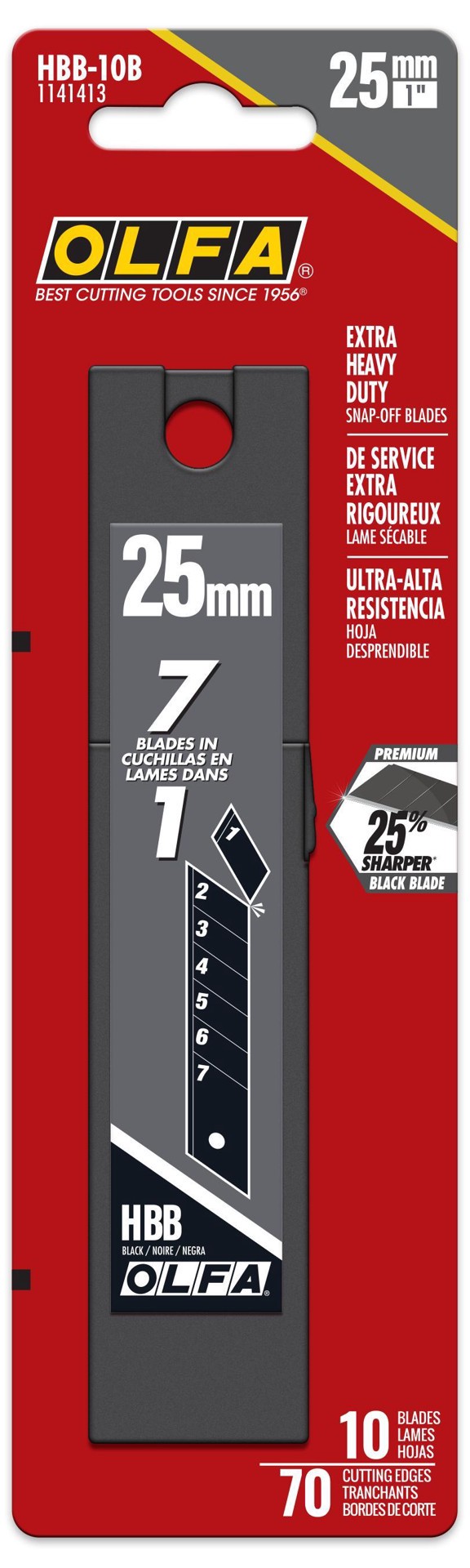 slide 2 of 3, OLFA 25mm Carbon steel Snap-off Utility Razor Blade ( 10 -Pack ), 1 ct