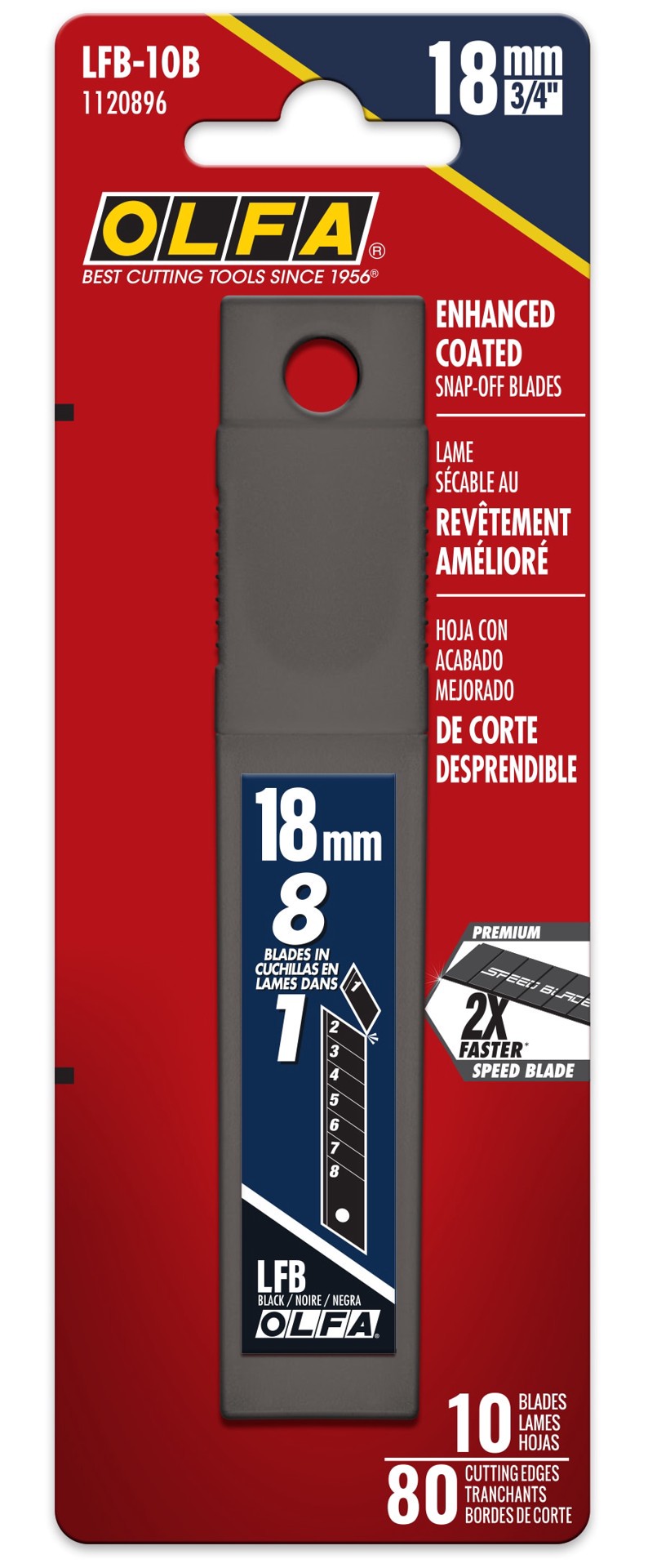 slide 4 of 4, OLFA 18mm Carbon steel Snap-off Utility Razor Blade ( 10 -Pack ), 1 ct