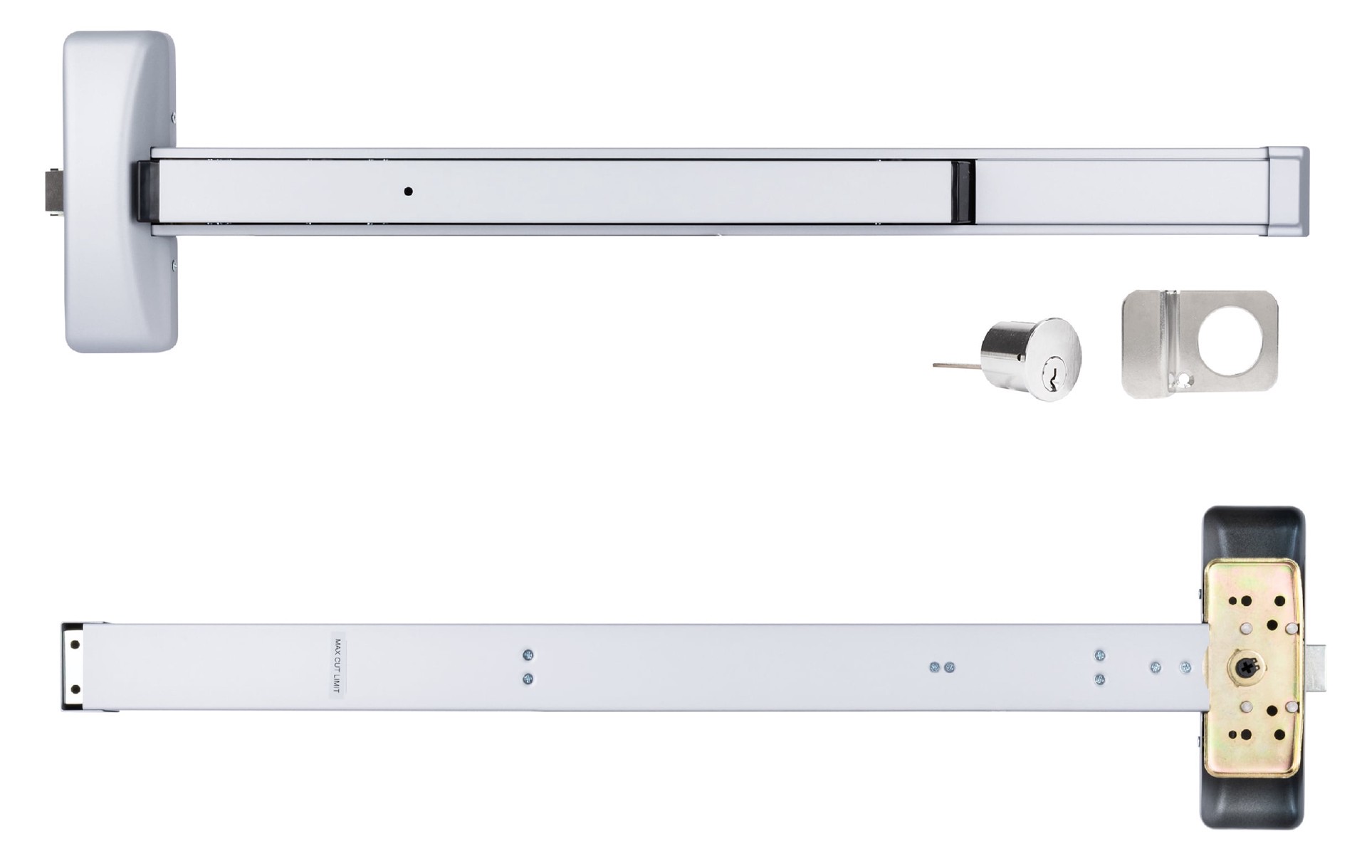 slide 2 of 6, BRINKS COMMERCIAL Industrial Duty 32-in Aluminum Universal reversible Rim exit device, 1 ct