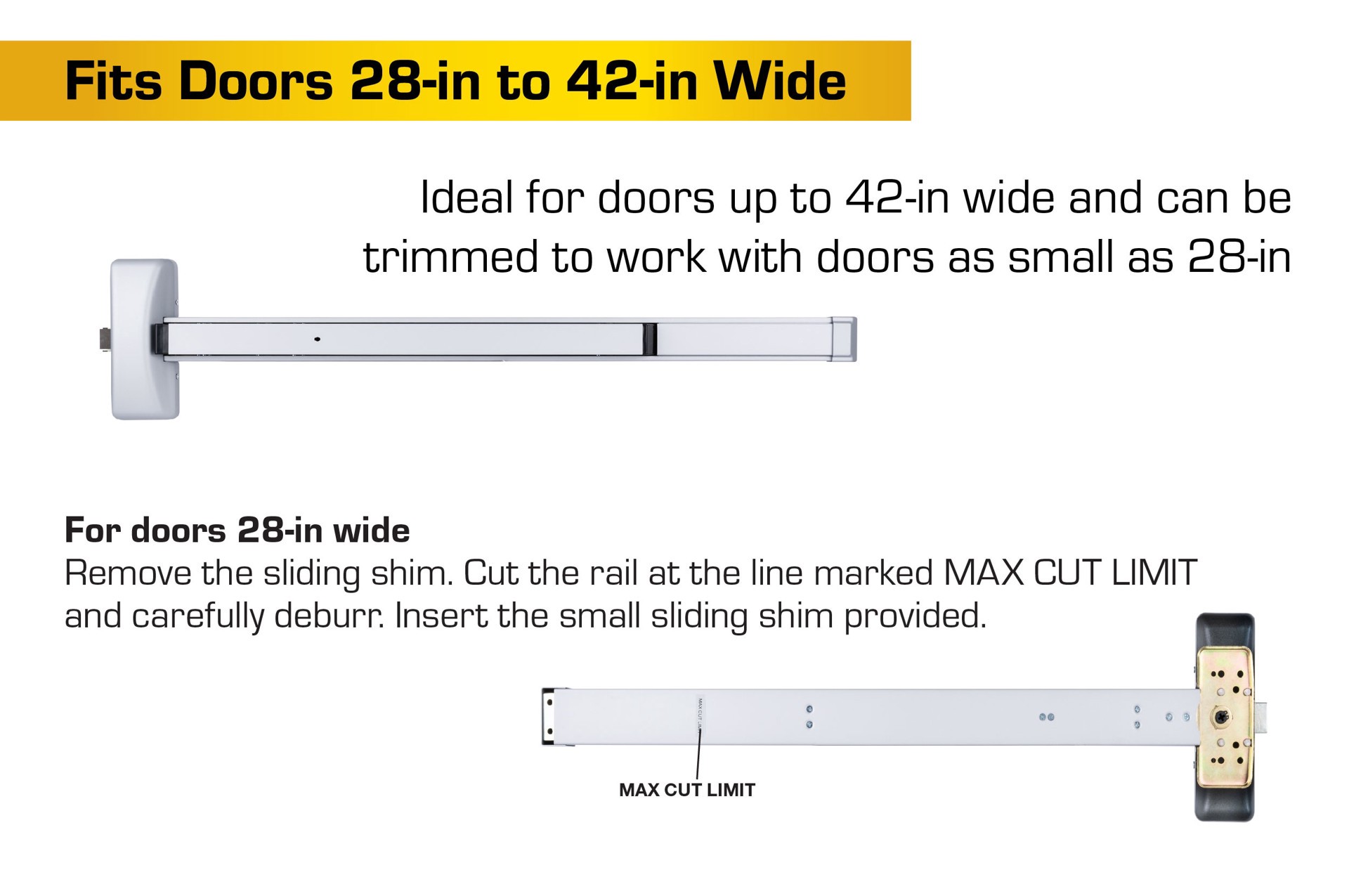 slide 5 of 6, BRINKS COMMERCIAL Industrial Duty 32-in Aluminum Universal reversible Rim exit device, 1 ct