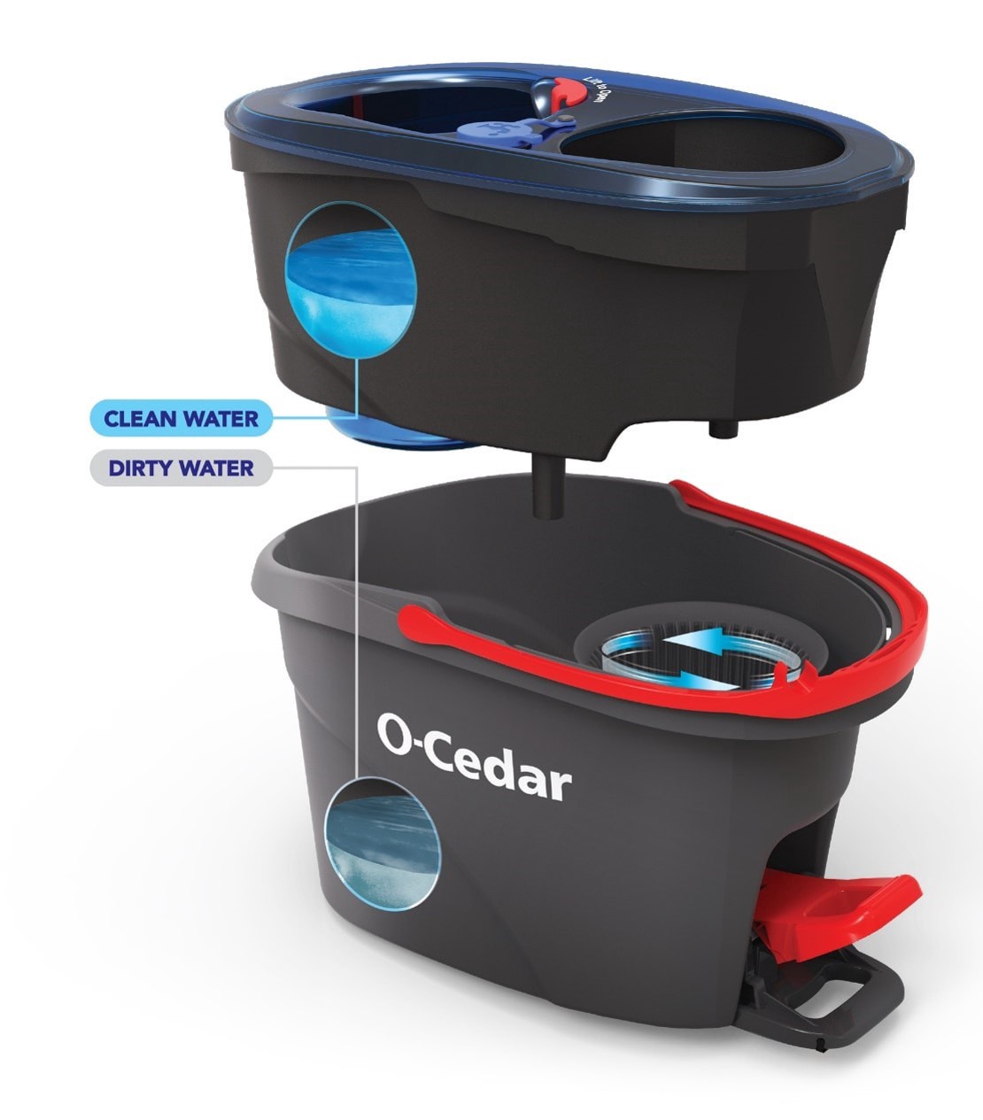slide 3 of 6, O-Cedar RinseClean Spin Mop With Bucket, 1 ct