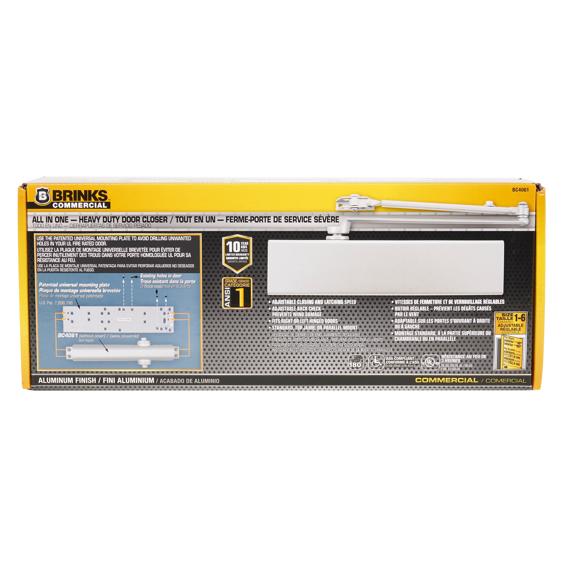 slide 4 of 6, BRINKS COMMERCIAL Grade 1 Aluminum Commercial Door Closer, 1 ct
