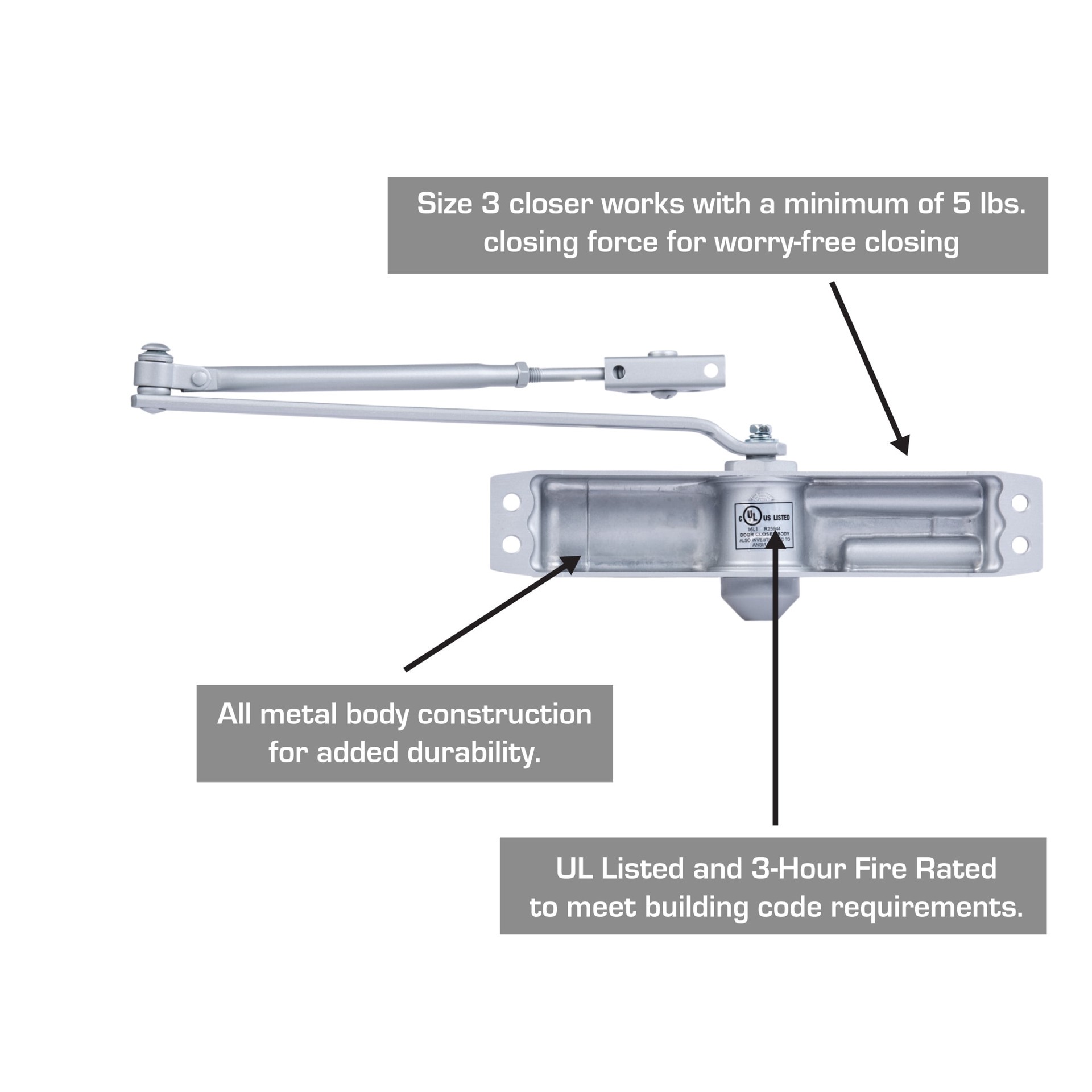 slide 2 of 6, BRINKS COMMERCIAL Medium Duty Aluminum Commercial Door Closer, 1 ct