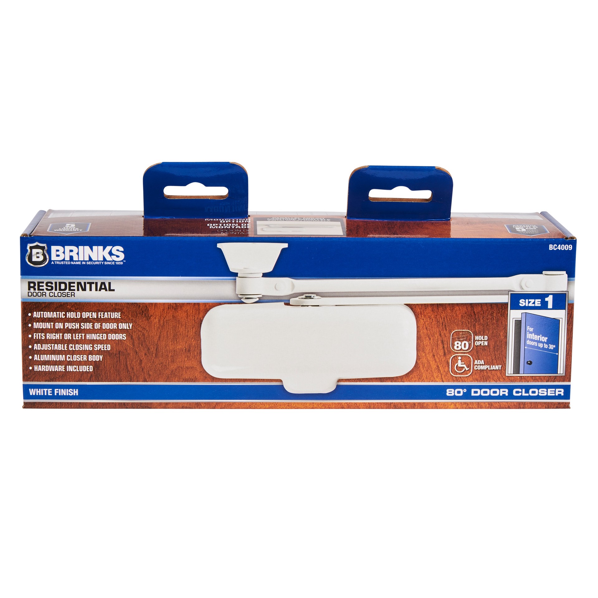 slide 2 of 6, BRINKS COMMERCIAL Light Duty White Residential Door Closer, 1 ct