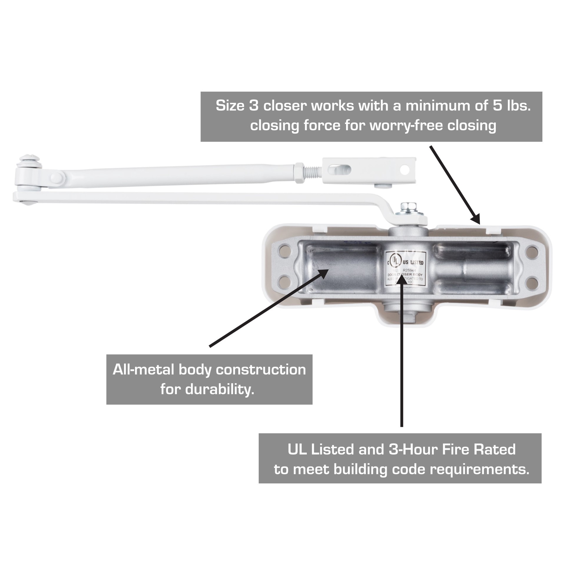 slide 2 of 6, BRINKS COMMERCIAL Grade 1 Aluminum Commercial Door Closer, 1 ct