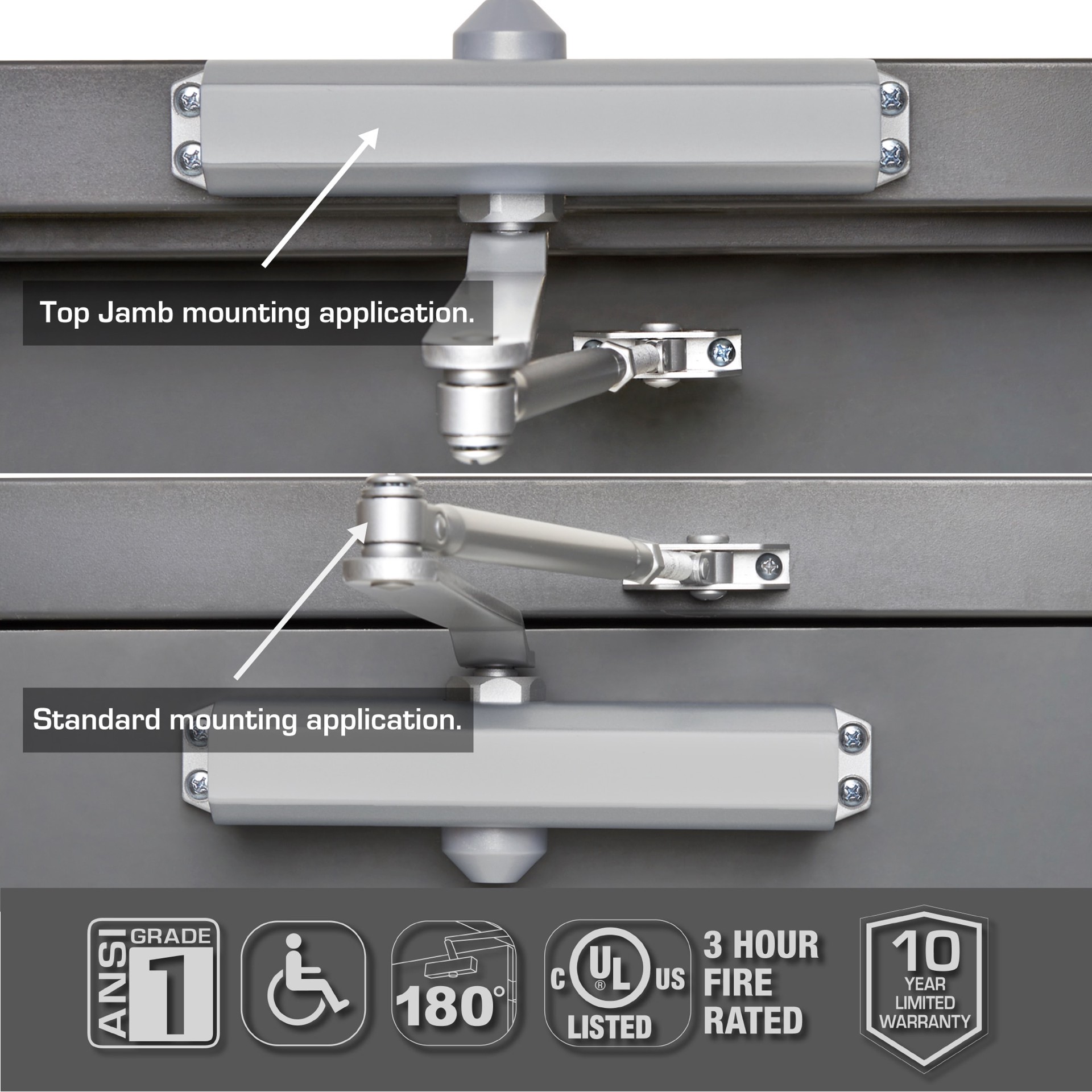 slide 5 of 6, BRINKS COMMERCIAL Grade 1 Aluminum Commercial Door Closer, 1 ct