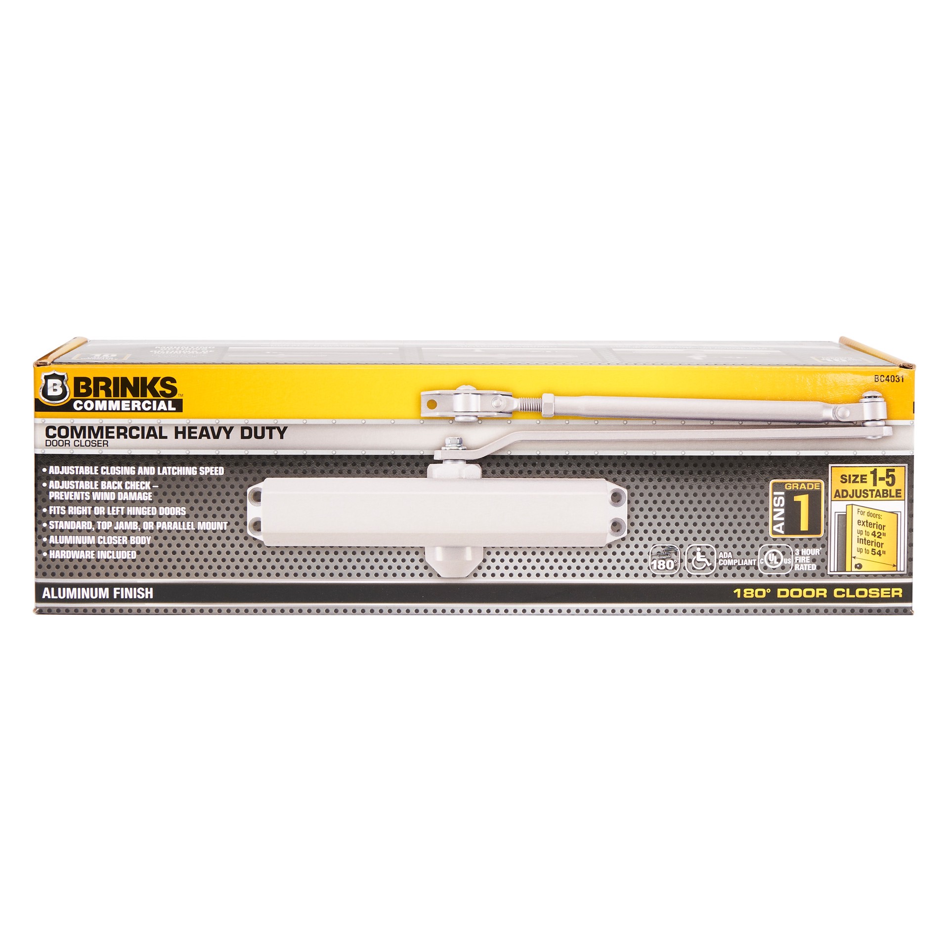 slide 1 of 6, BRINKS COMMERCIAL Grade 1 Aluminum Commercial Door Closer, 1 ct
