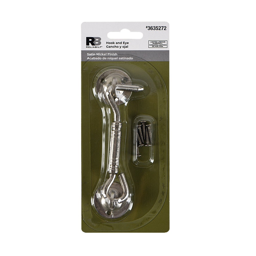 slide 5 of 6, RELIABILT 0.79-in Satin nickel Steel Gate hook and eye, 1 ct