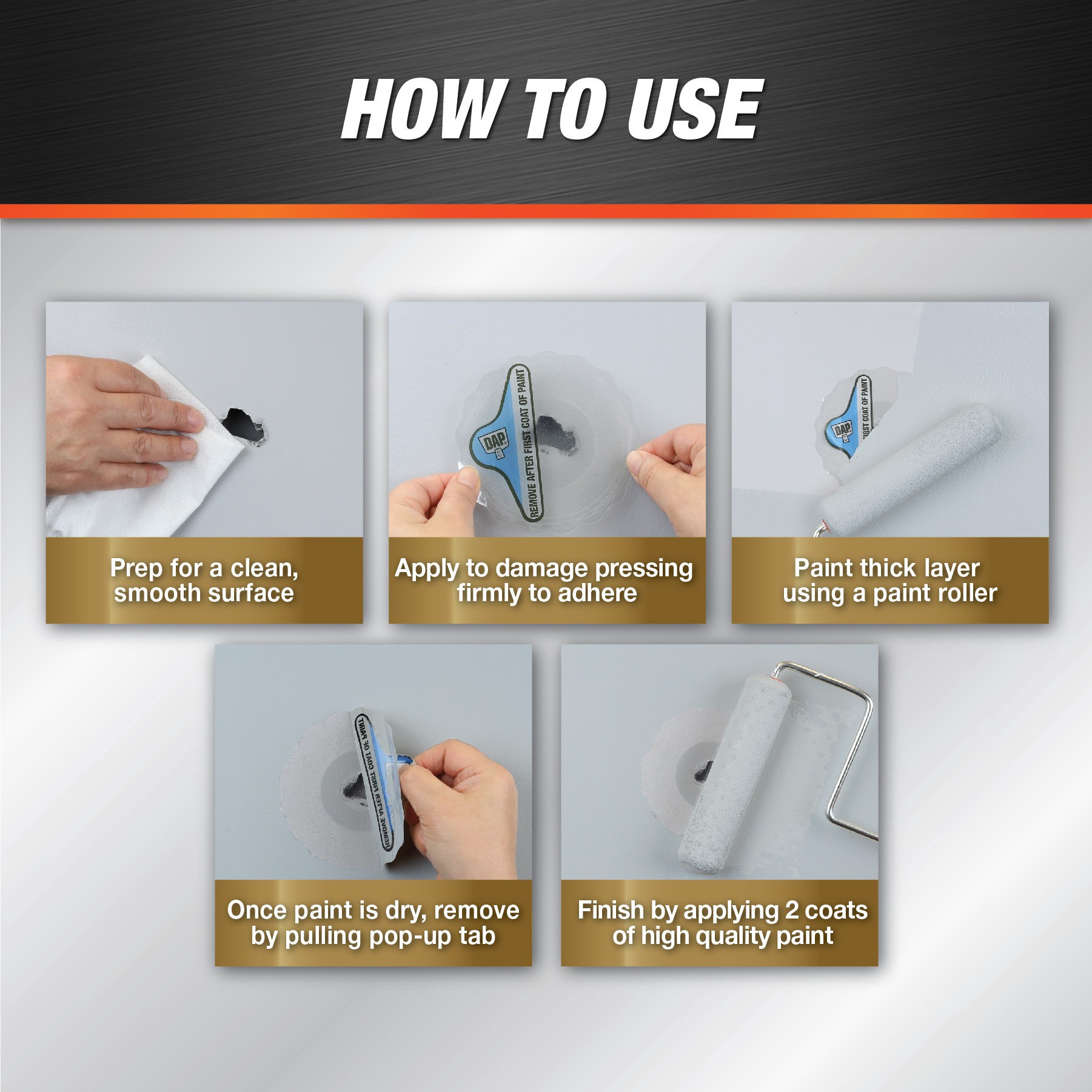 slide 3 of 6, DAP Plastic 4-in x 4-in Drywall Repair Patch, 1 ct