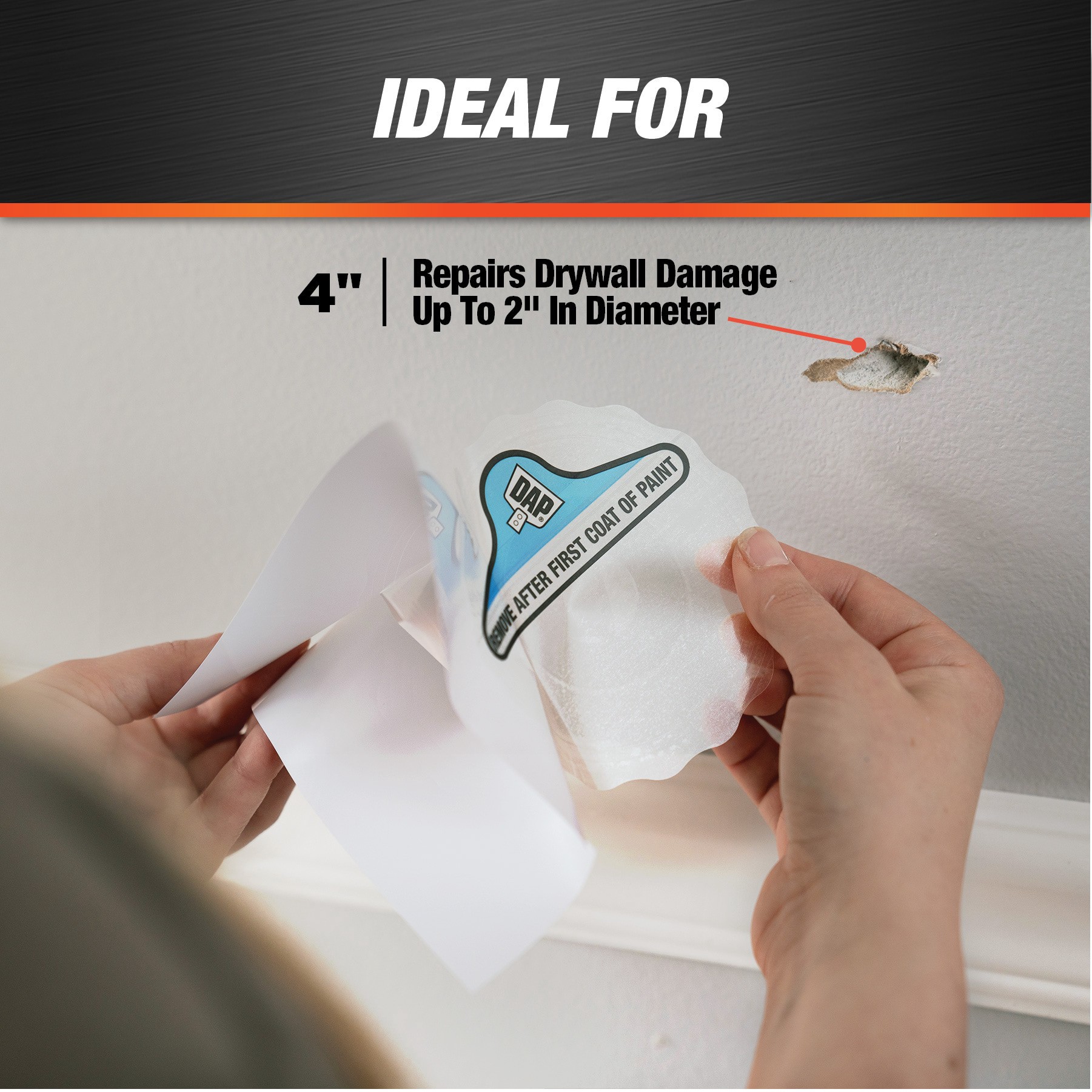 slide 4 of 6, DAP Plastic 4-in x 4-in Drywall Repair Patch, 1 ct