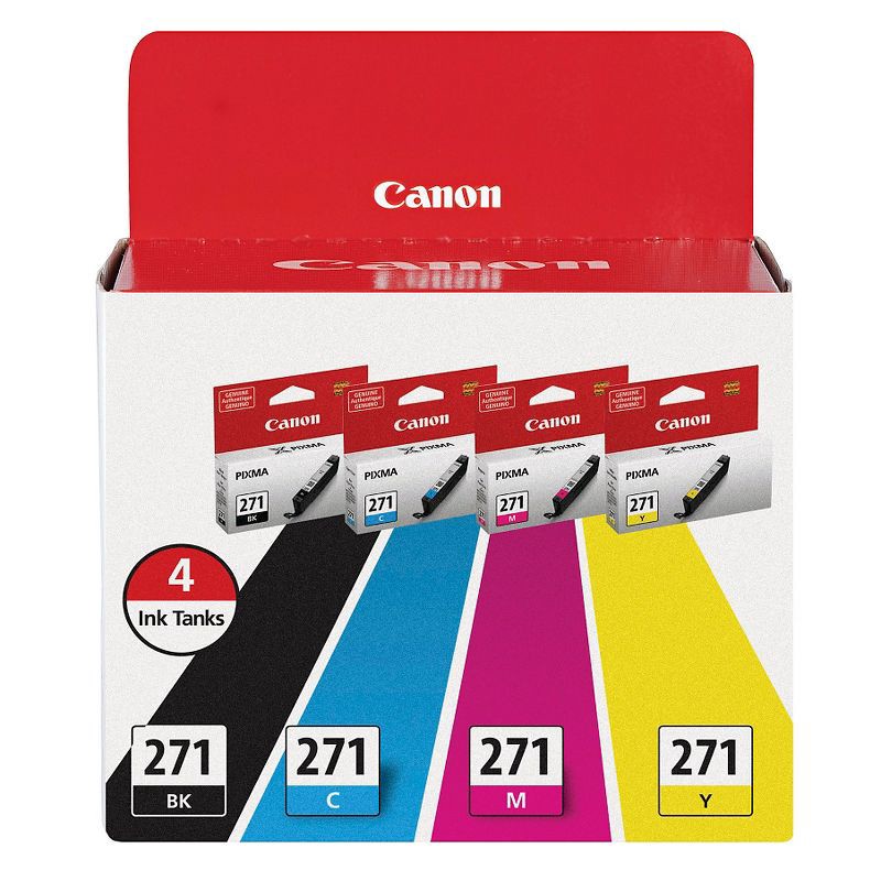 slide 1 of 1, Canon 271 Black, C/M/Y 4pk Combo Ink Cartridges - Black, Cyan, Magenta, Yellow (0390C005), 4 ct