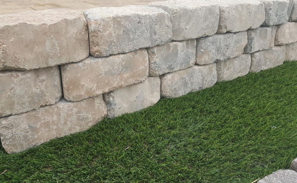 slide 3 of 6, 4-in H x 11-in L x 6-in D Sahara Sand Concrete Retaining wall block, 1 ct