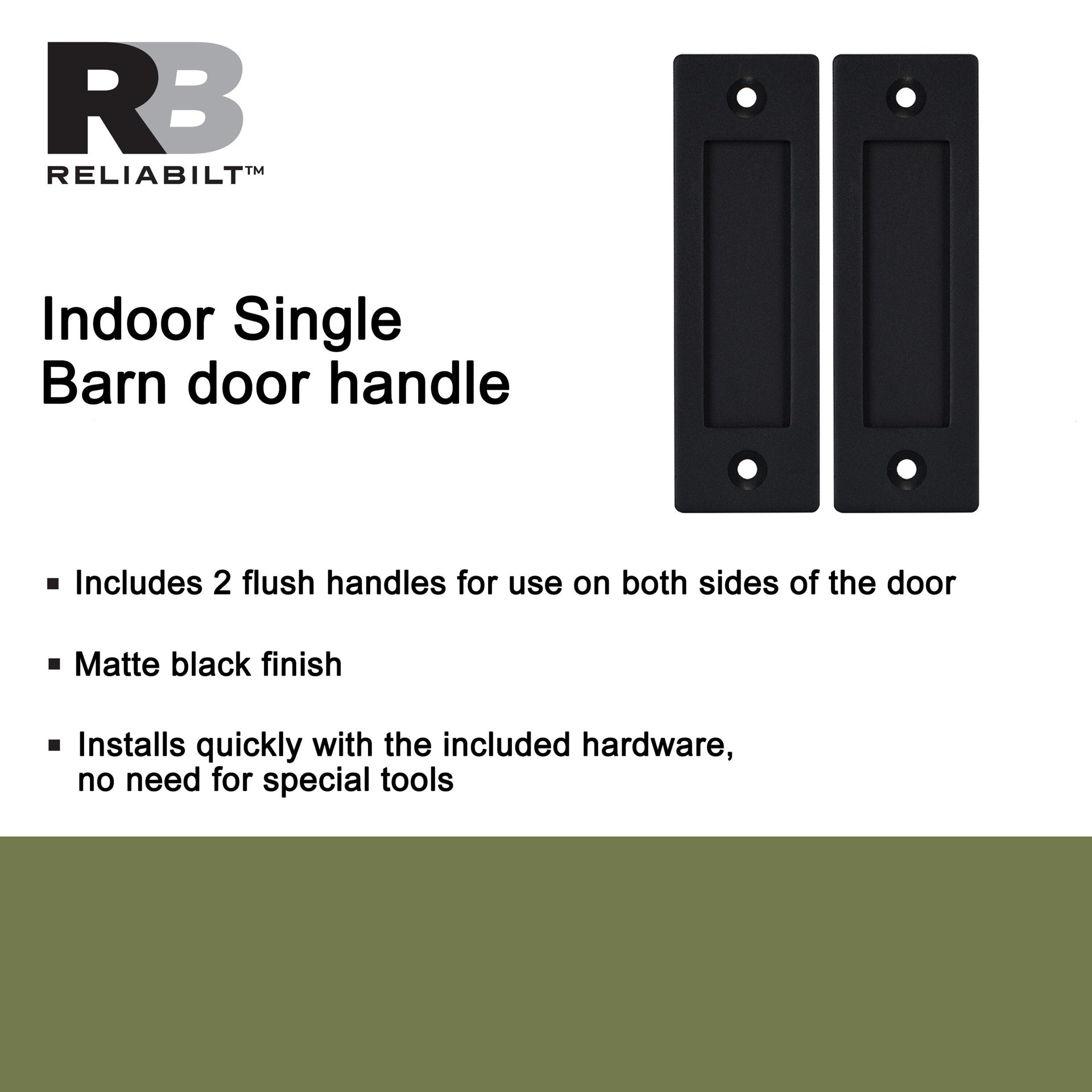 slide 2 of 6, RELIABILT Matte black Indoor Single Barn door handle, 1 ct