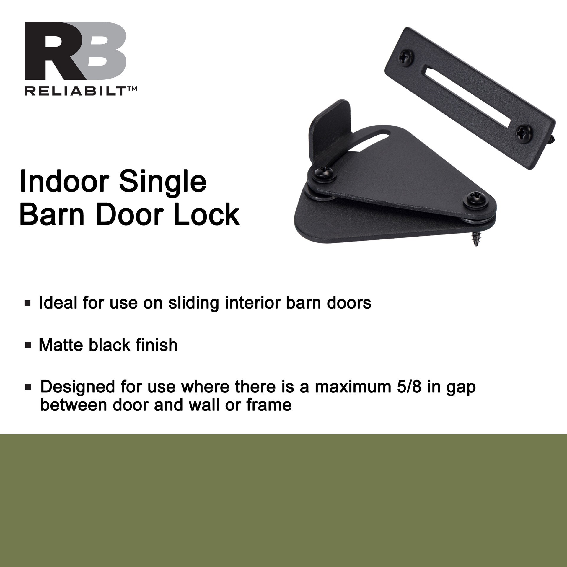 slide 2 of 6, RELIABILT Matte black Indoor Single Barn door lock, 1 ct