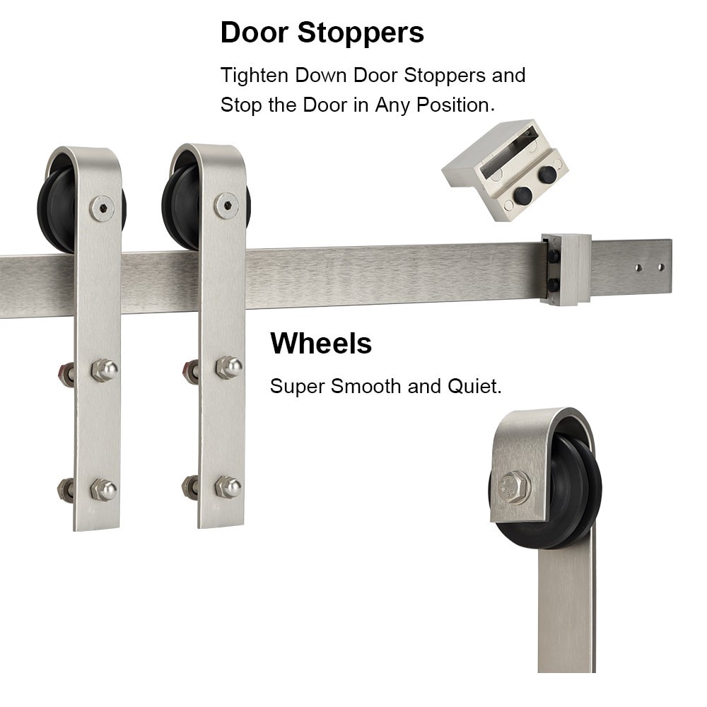 slide 2 of 6, RELIABILT 78-in Satin nickel Indoor J-strap Single Barn door hardware kit, 1 ct