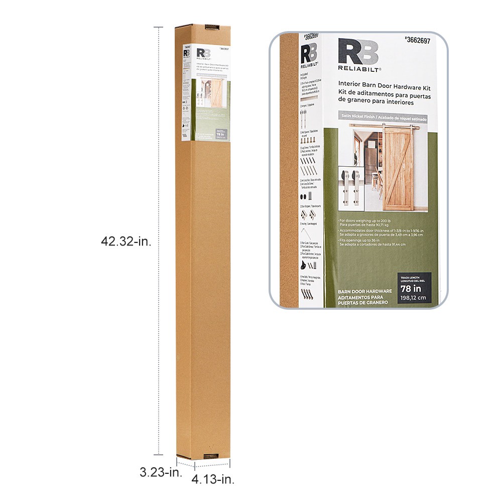 slide 6 of 6, RELIABILT 78-in Satin nickel Indoor J-strap Single Barn door hardware kit, 1 ct