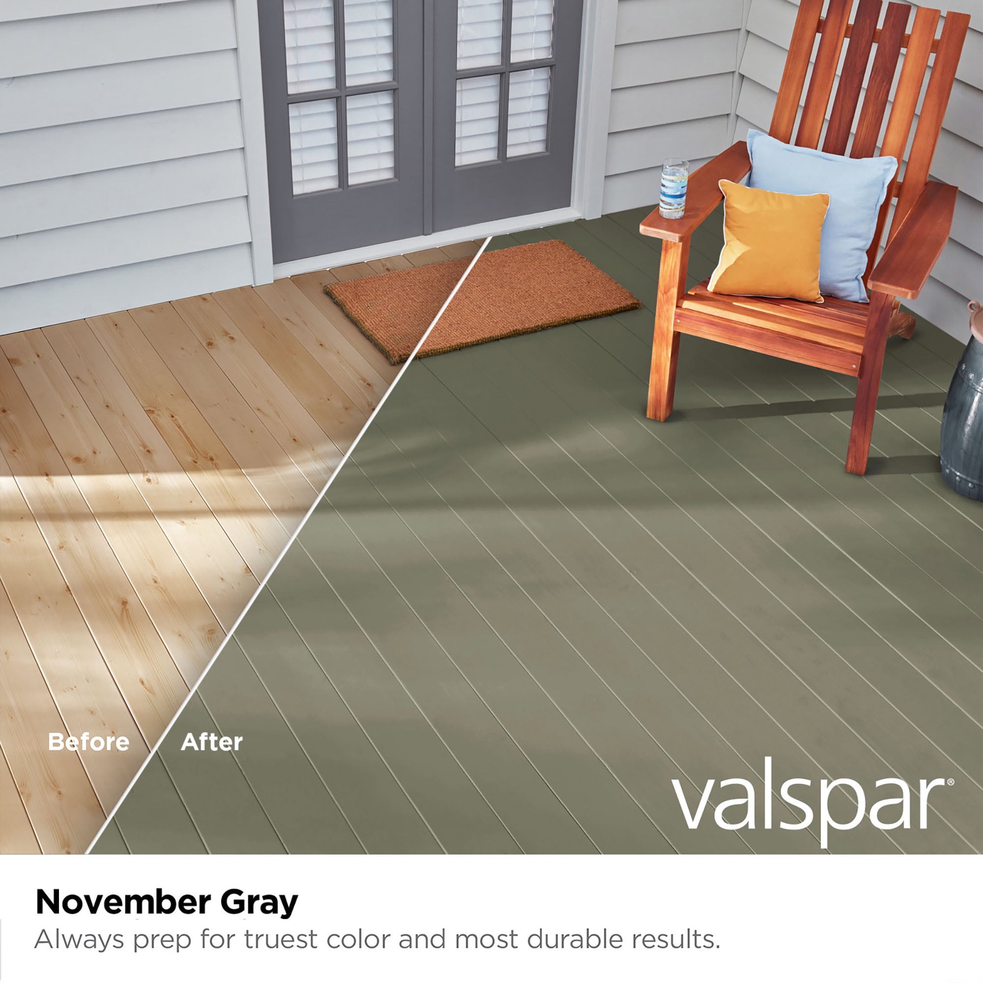 slide 2 of 6, Valspar November Gray Solid Exterior Wood Stain and Sealer in One ( 1-quart ), 1 ct