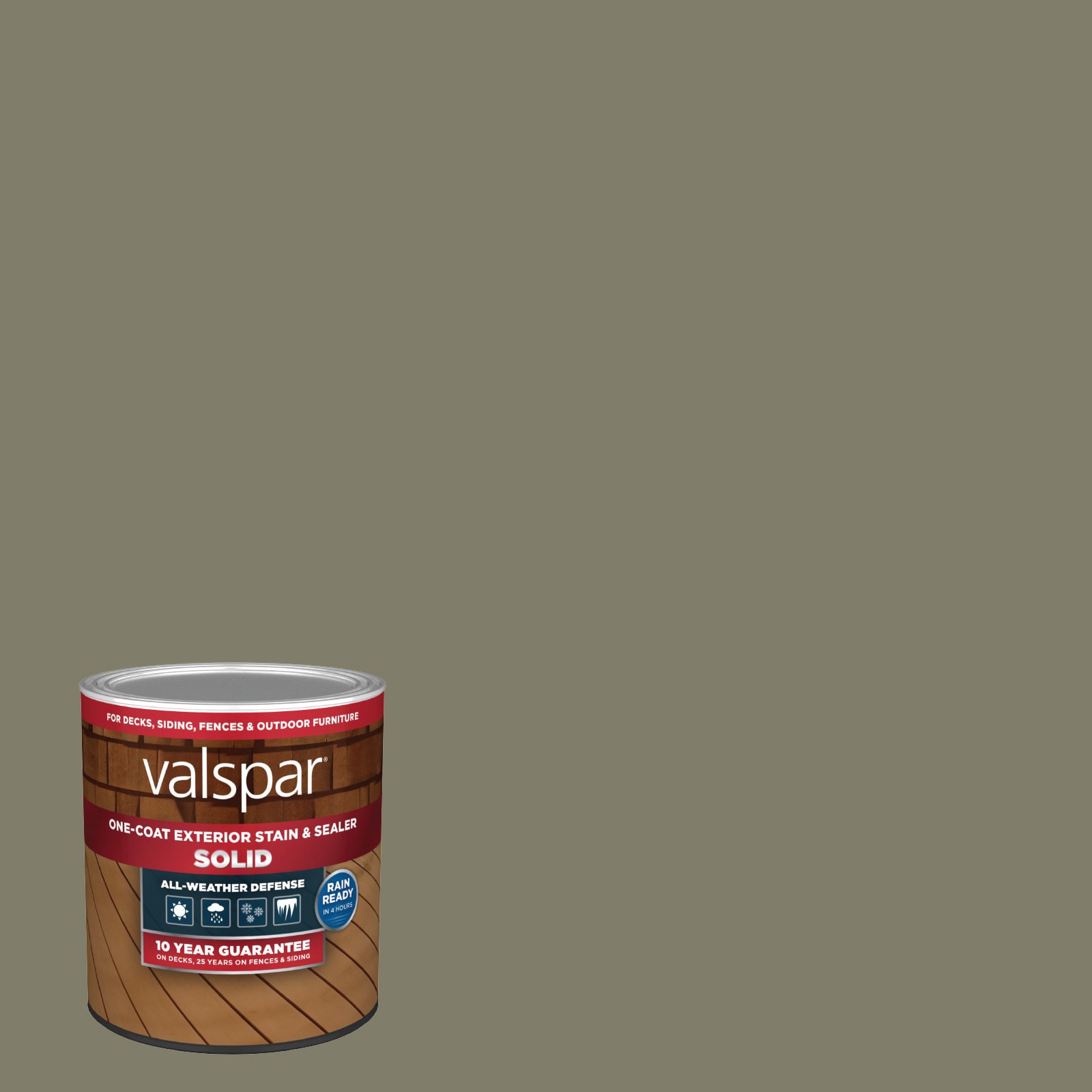 slide 1 of 6, Valspar November Gray Solid Exterior Wood Stain and Sealer in One ( 1-quart ), 1 ct