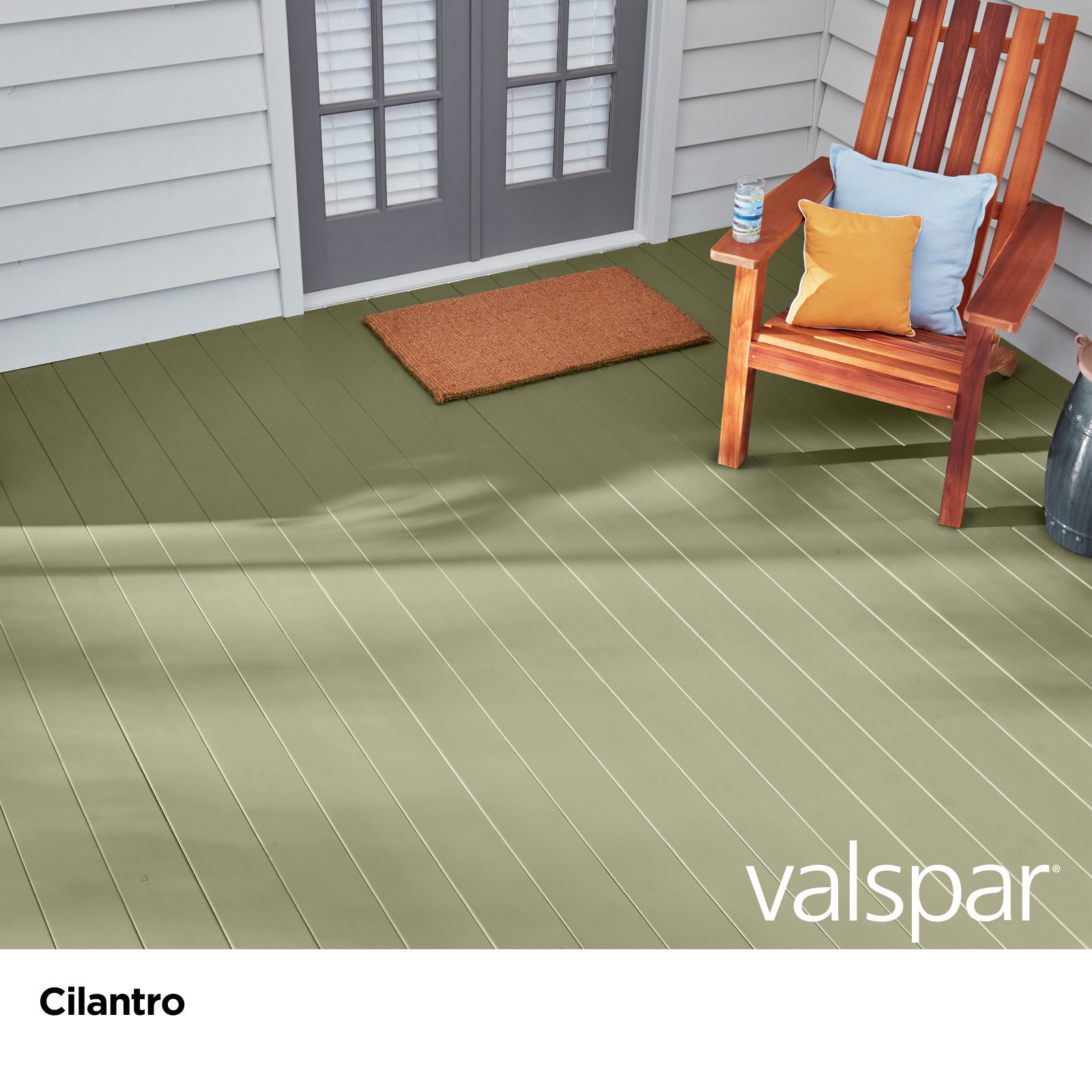 slide 2 of 6, Valspar Cilantro Solid Exterior Wood Stain and Sealer (1-Gallon), 
