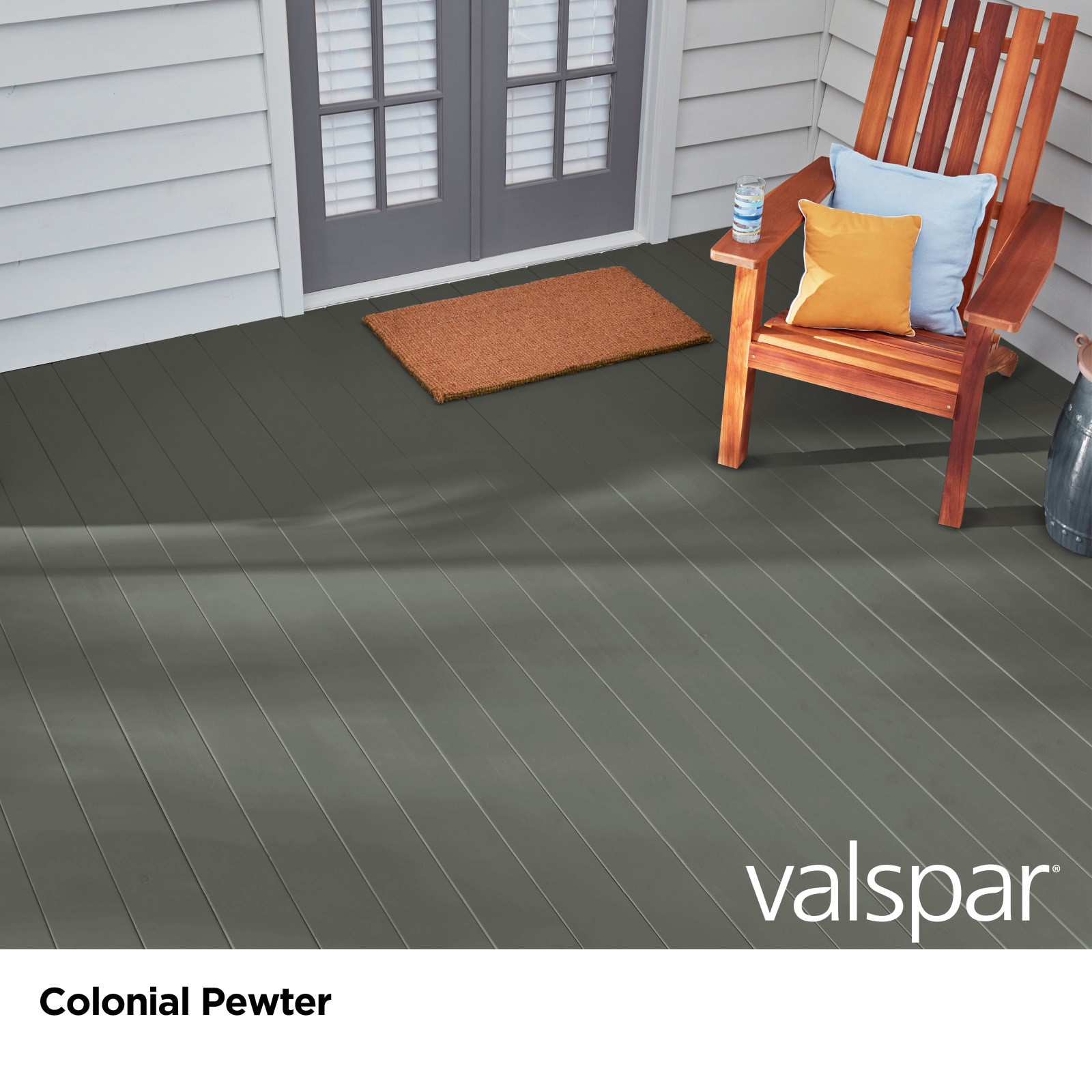 slide 2 of 6, Valspar Colonial Pewter Solid Exterior Wood Stain and Sealer (1-Gallon), 
