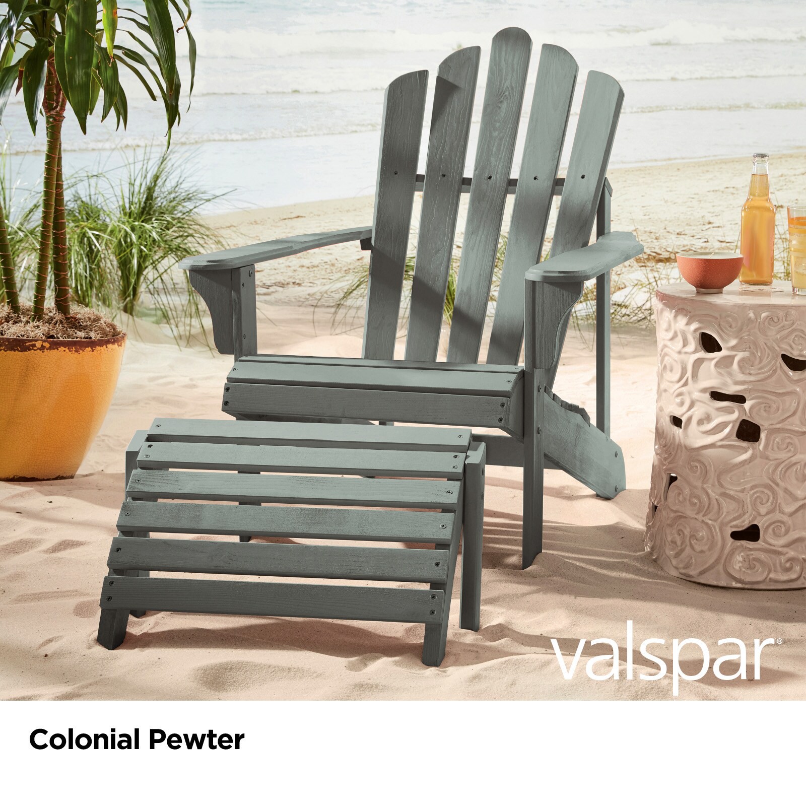slide 3 of 6, Valspar Colonial Pewter Solid Exterior Wood Stain and Sealer (1-Gallon), 