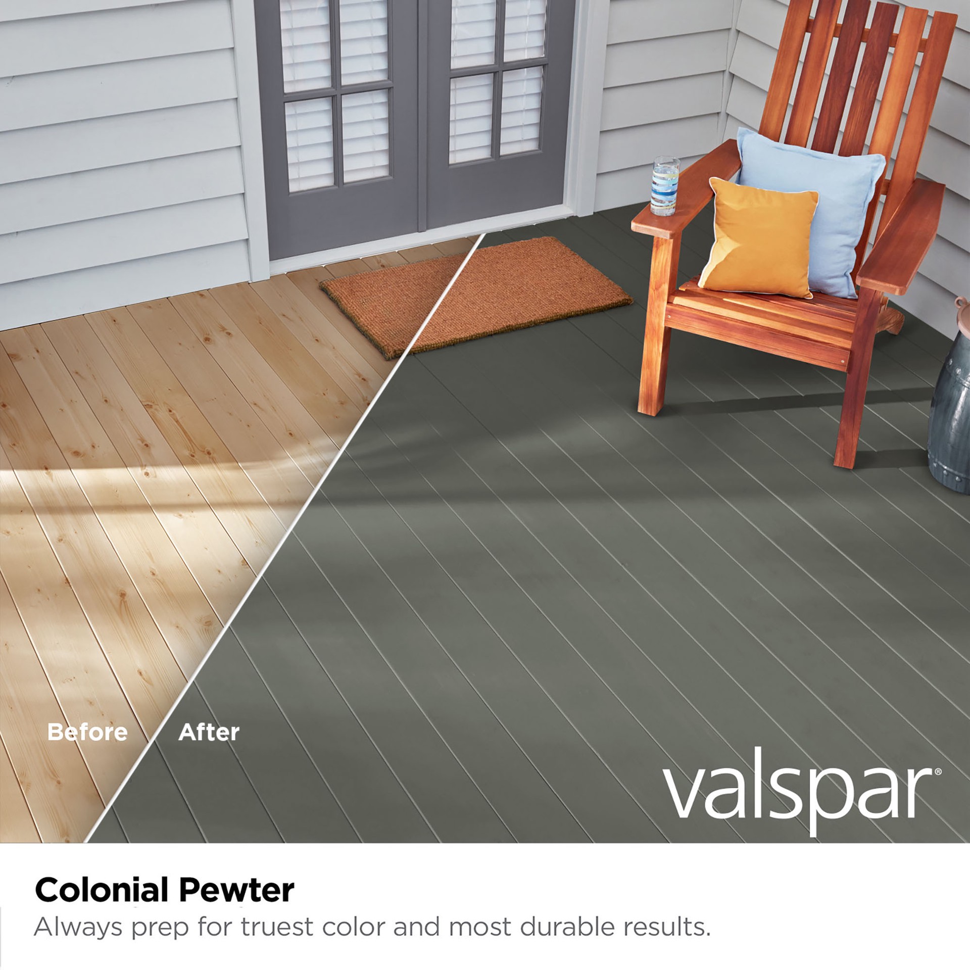 slide 4 of 6, Valspar Colonial Pewter Solid Exterior Wood Stain and Sealer (1-Gallon), 