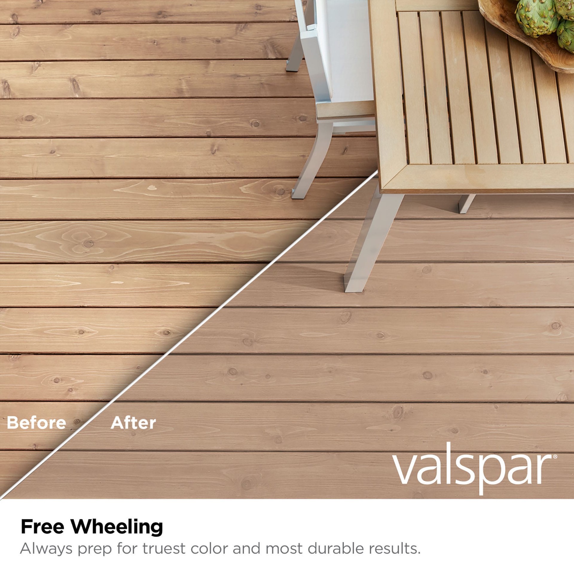 slide 2 of 6, Valspar Free Wheeling Semi-transparent Exterior Wood Stain and Sealer in One ( 1-quart ), 1 ct