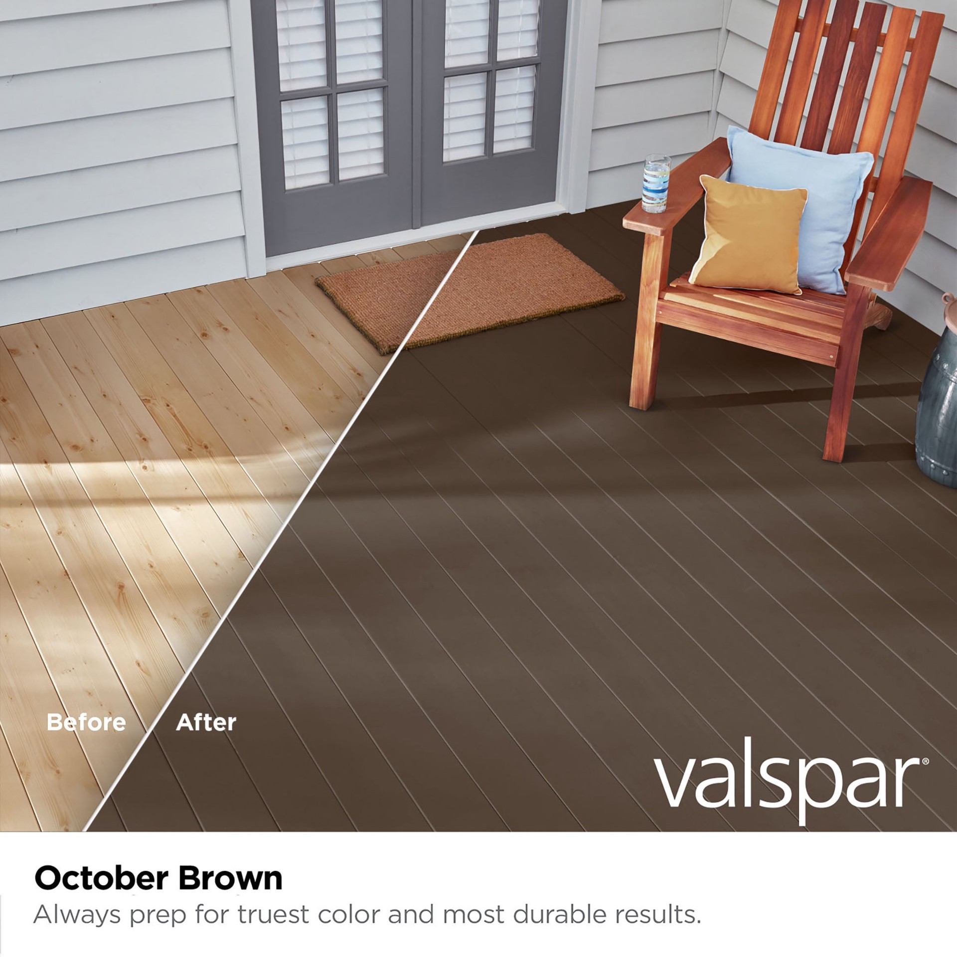 slide 2 of 6, Valspar October Brown Solid Exterior Wood Stain and Sealer in One ( 5-gallon ), 1 ct